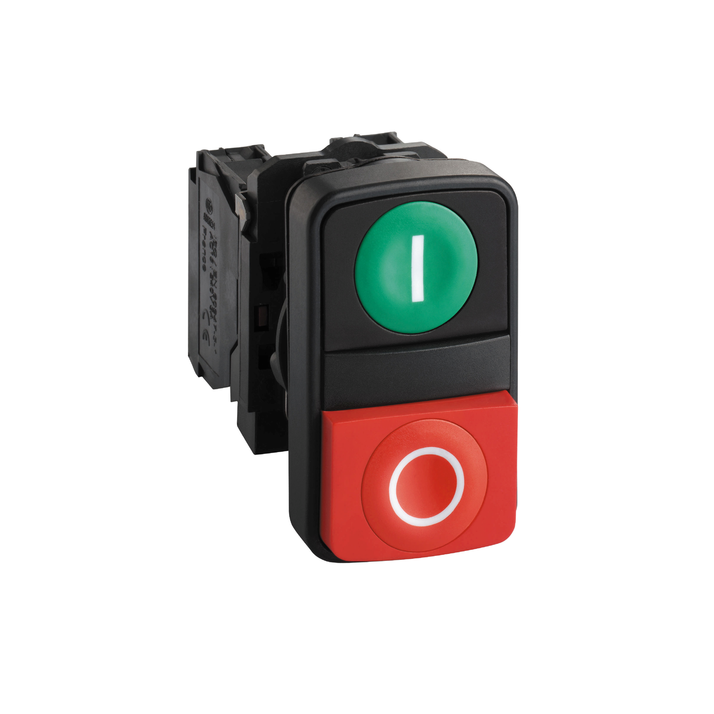 Schneider Electric-XB5AL73415-Harmony bt-pous Ø22 double touche, ressort de rappel vert + rouge IP66, IP69 K
