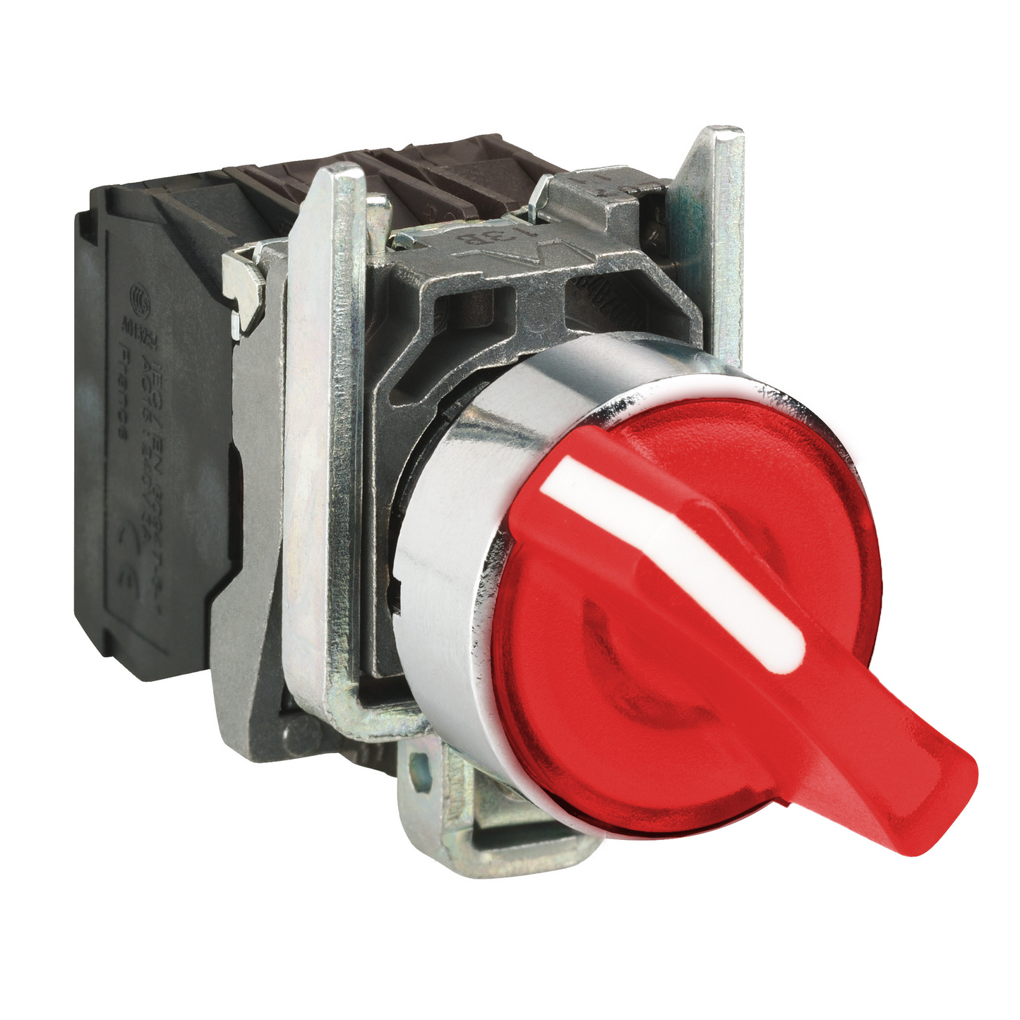 Schneider Electric-XB4BK124G5-Harmony XB4 - bouton à manette lum - Ø22 - 2 pos fix - rouge - 1O+1F - 120V