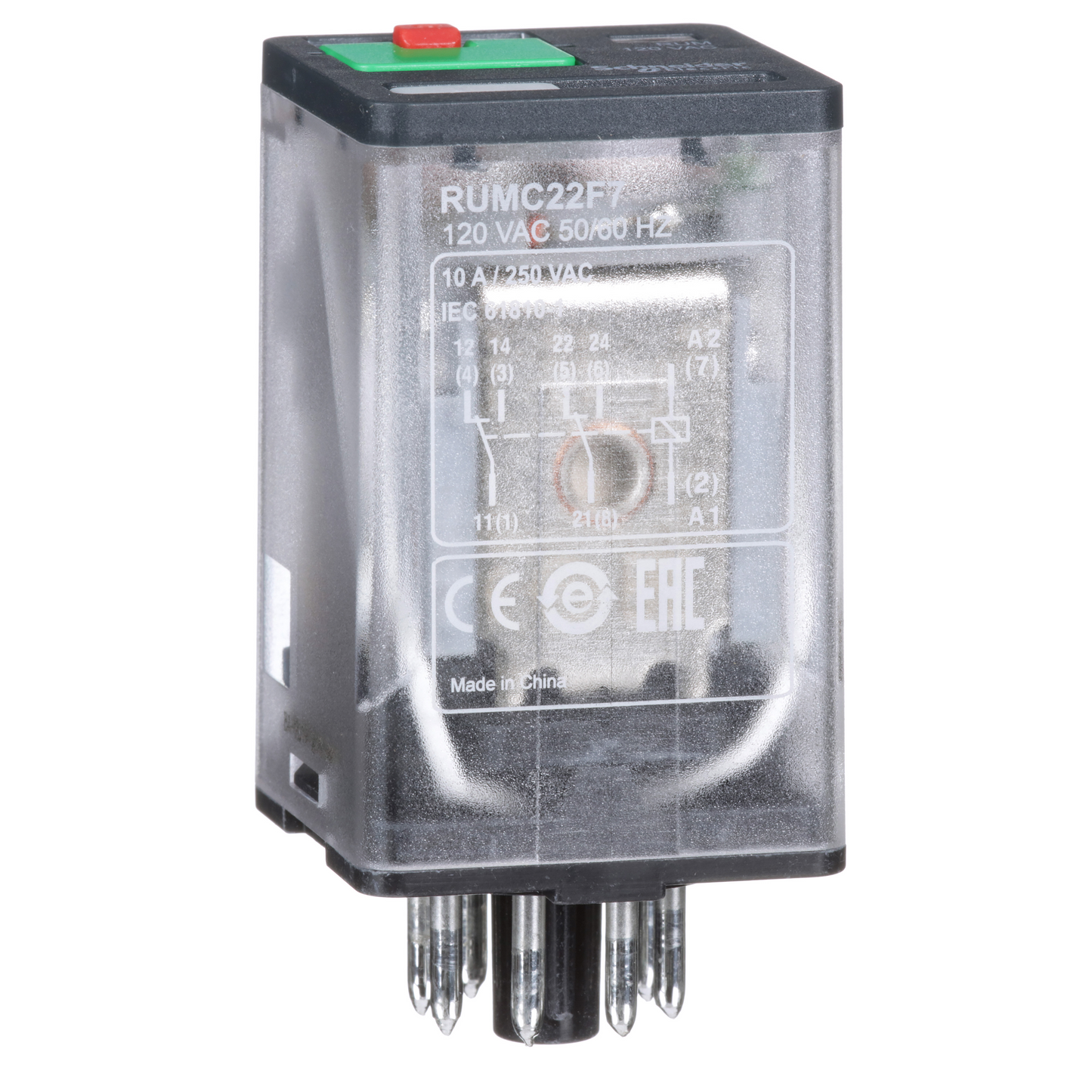 Schneider Electric-RUMC22F7-Harmony RUM - relais universel - embrochab - test - DEL - 2OF - 10A - 120VAC