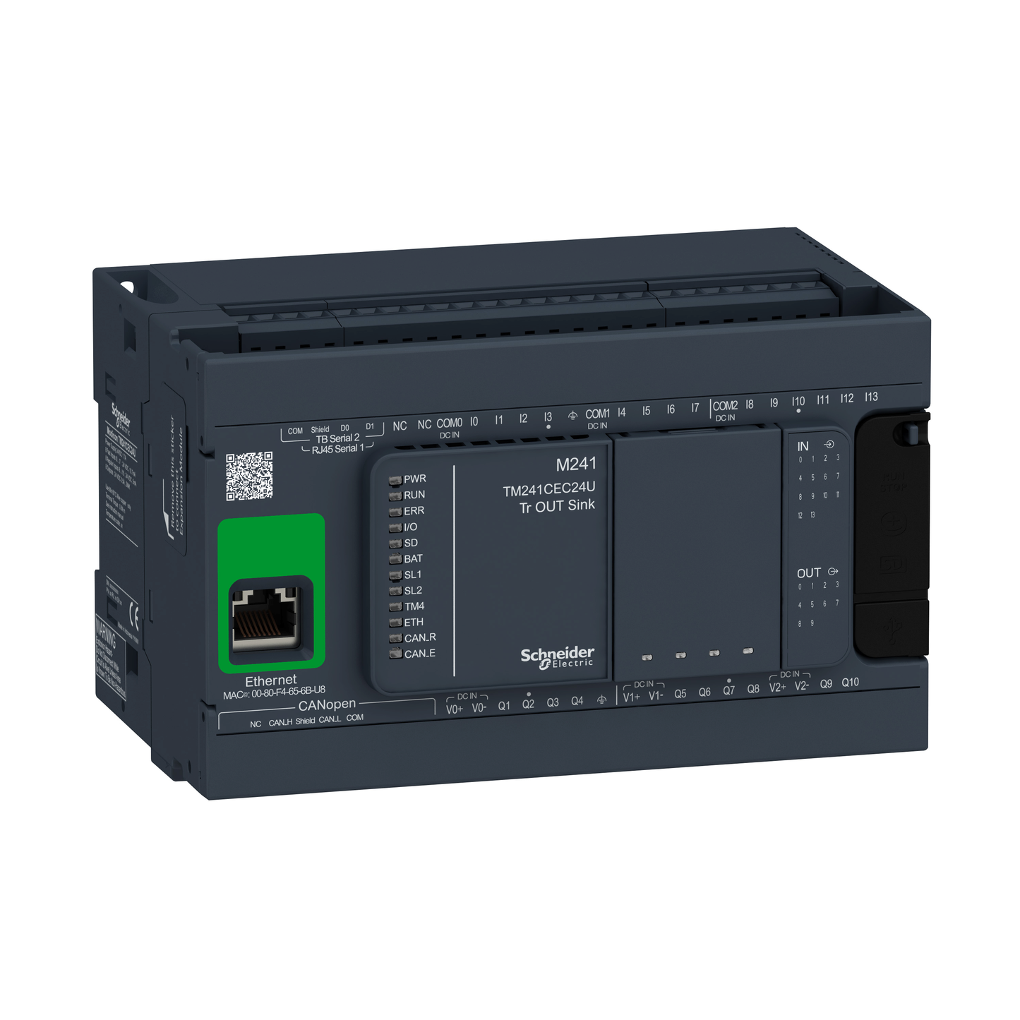 Schneider Electric-TM241CEC24U-Modicon M241, contrôleur 24E/S NPN, ports Ether+CAN+2 série, 24VCC