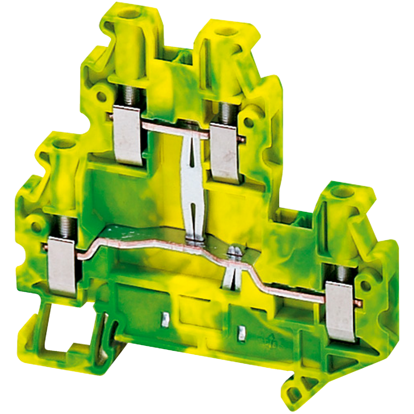 Schneider Electric-NSYTRV44DPE-Borne à vis 2 niveaux - conducteur de protection - 4 points - 4mm² - vert/jaune