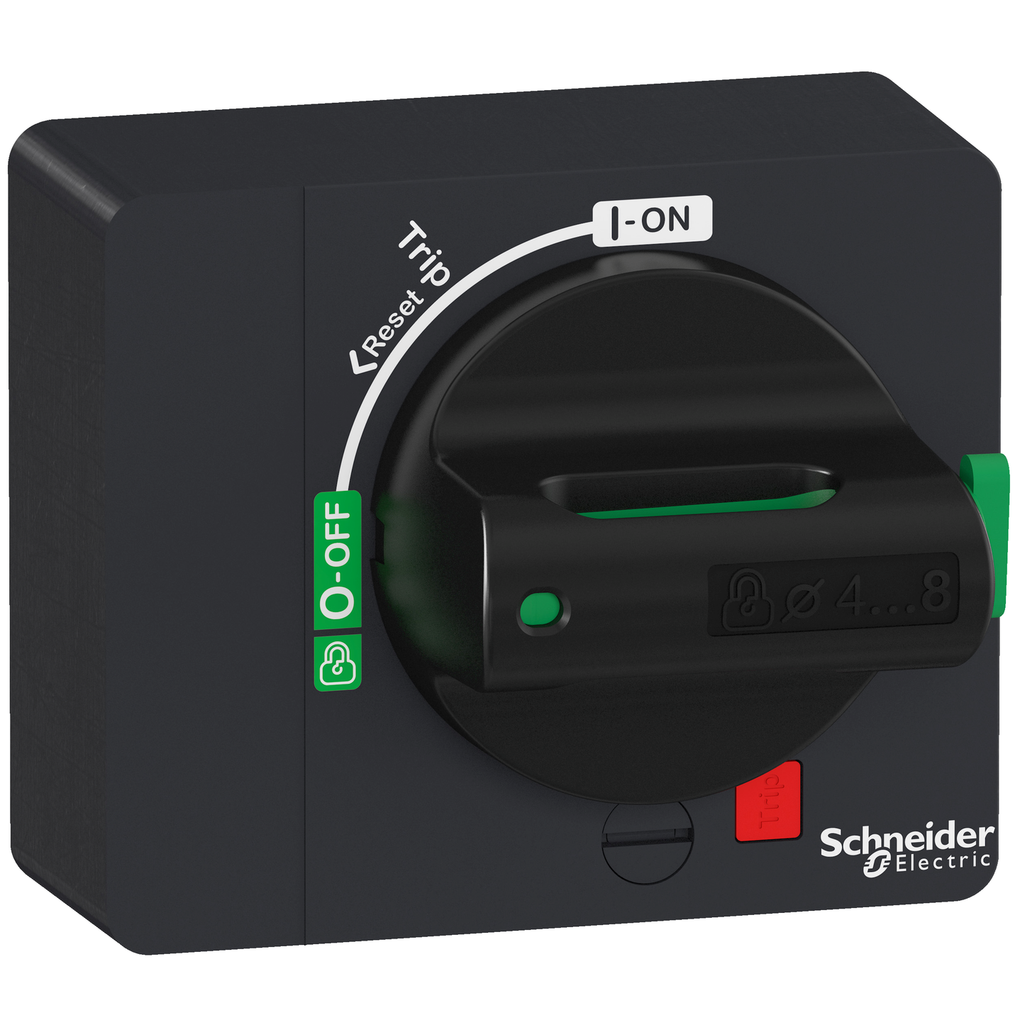 Schneider Electric-GV4ADN01-TeSys GV - Poignée noire rotative IP40 - On/Off/Trip - Montage direct sur GV4