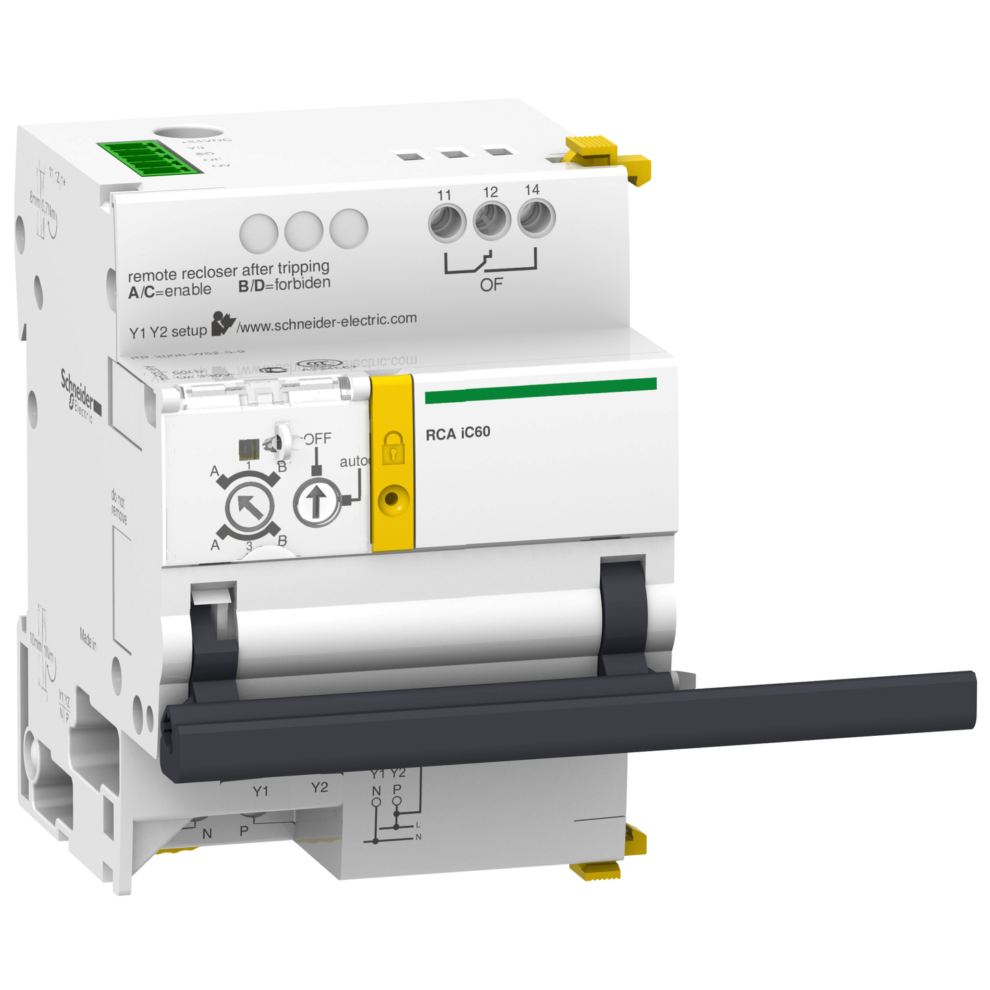 Schneider Electric-A9C70124-Acti9, RCA télécommande pour disj iC60 3P, 4P avec interface Ti24 230VCA 50Hz