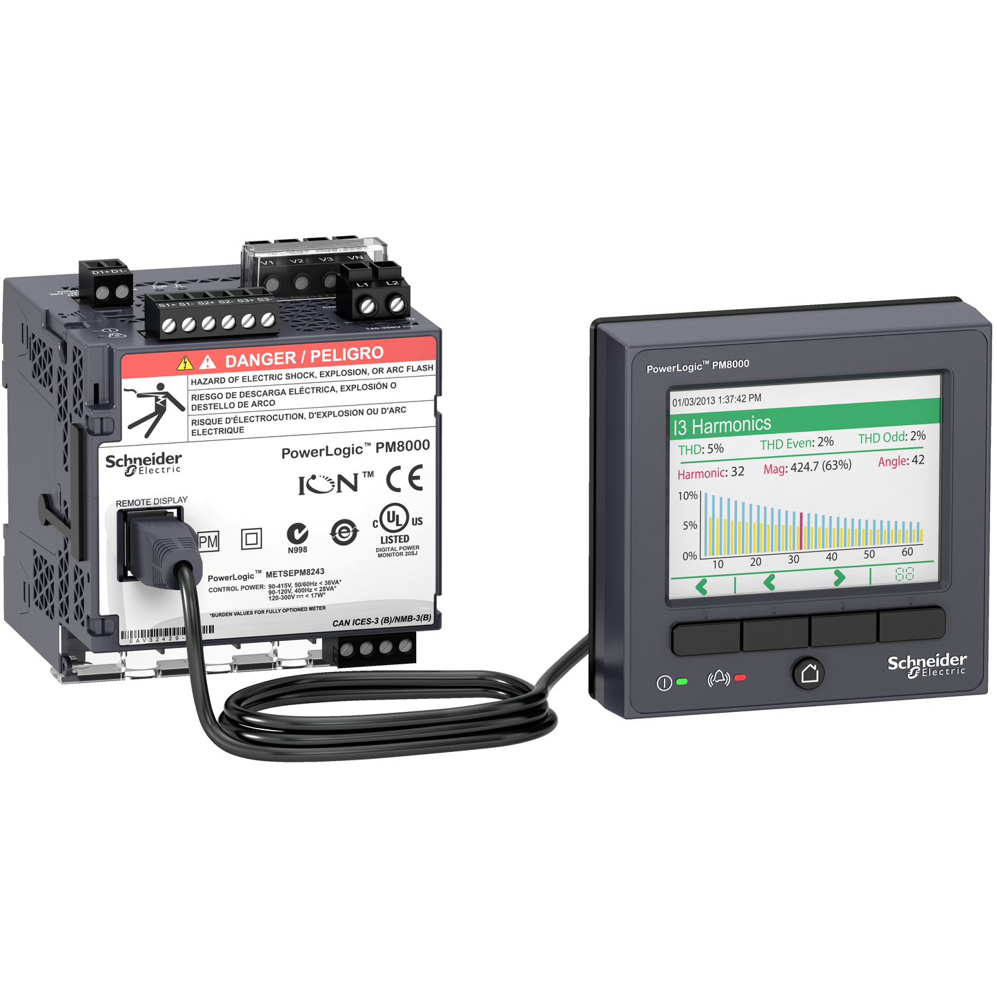 Schneider Electric-METSEPM8214-PowerLogic PM8000 - centrale mesure - écran déporté - montage rail DIN- 20-60Vcc