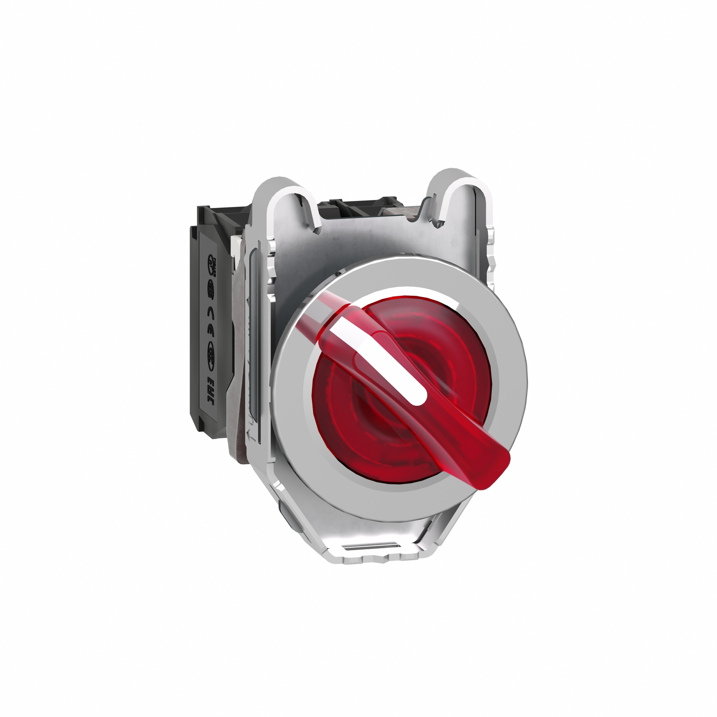 Schneider Electric-XB4FK124B5-Harmony XB4 - bouton à man lumin - flush - 2 pos fix - rouge - 1O+1F - 24V