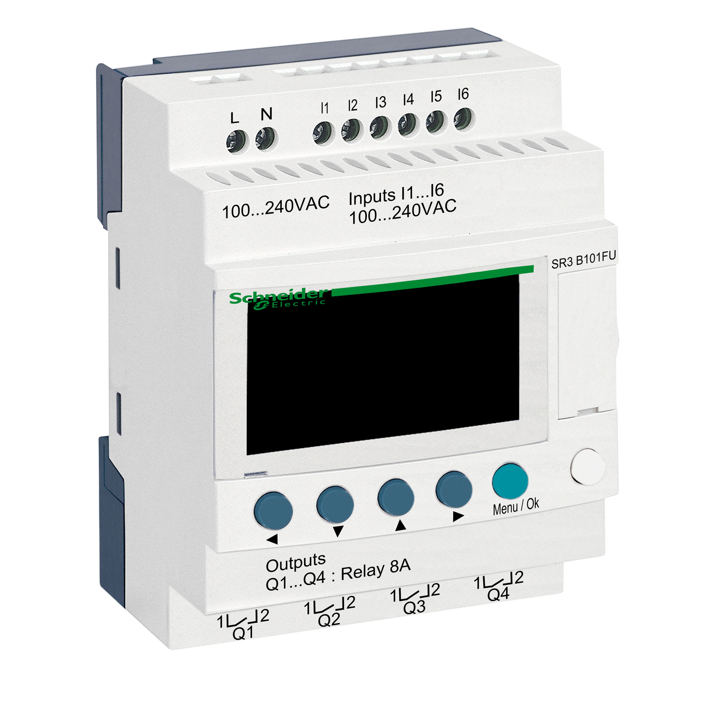 Schneider Electric-SR3B101FU-Zelio Logic - relais intelligent modul.- 10 E/S - 100..240Vca - horl.- affichage