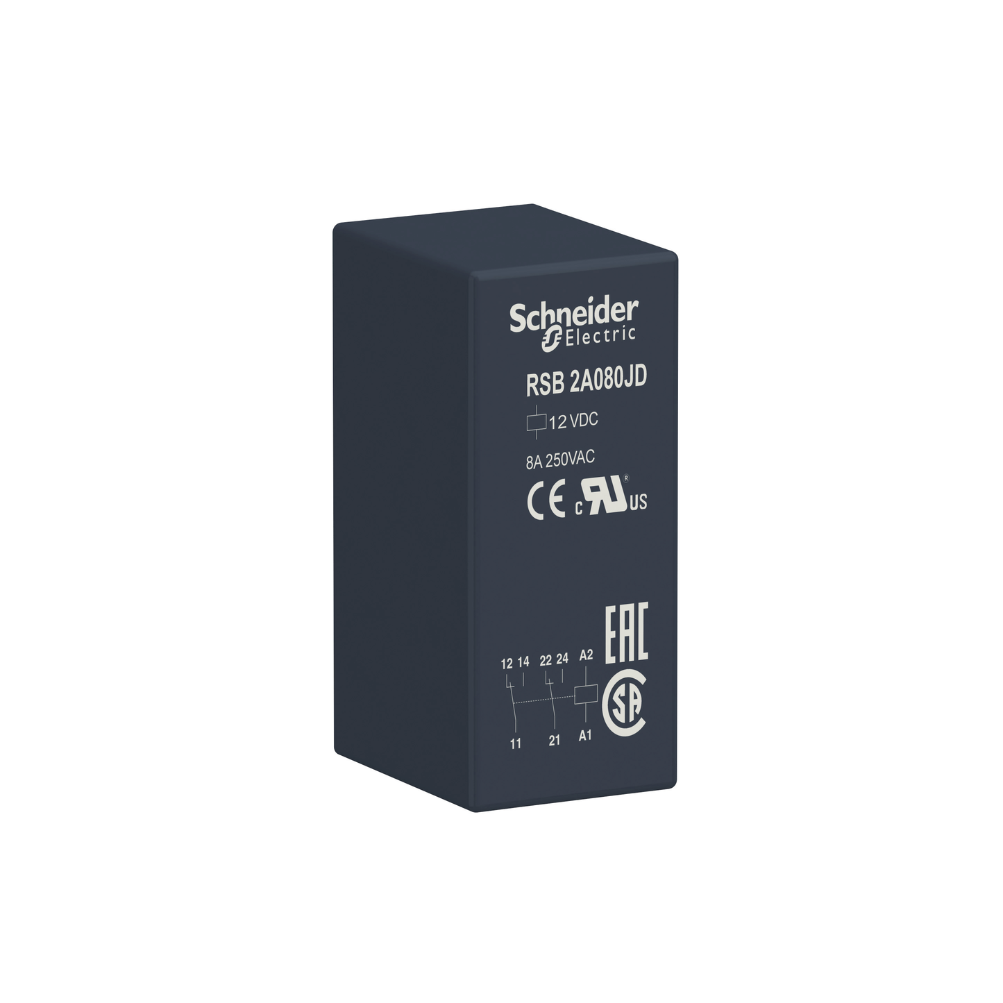 Schneider Electric-RSB2A080JD-Harmony Relay RSB - relais PCB embrochable - 2OF - 8A - 12VDC
