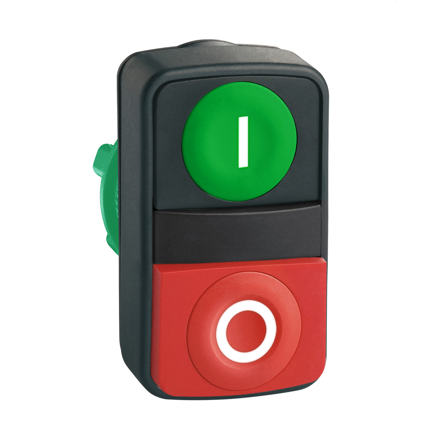 Schneider Electric-ZB5AW7L3740-Harmony tête bt-pous double touche Ø22 vert + rouge non marqué IP66, IP69K