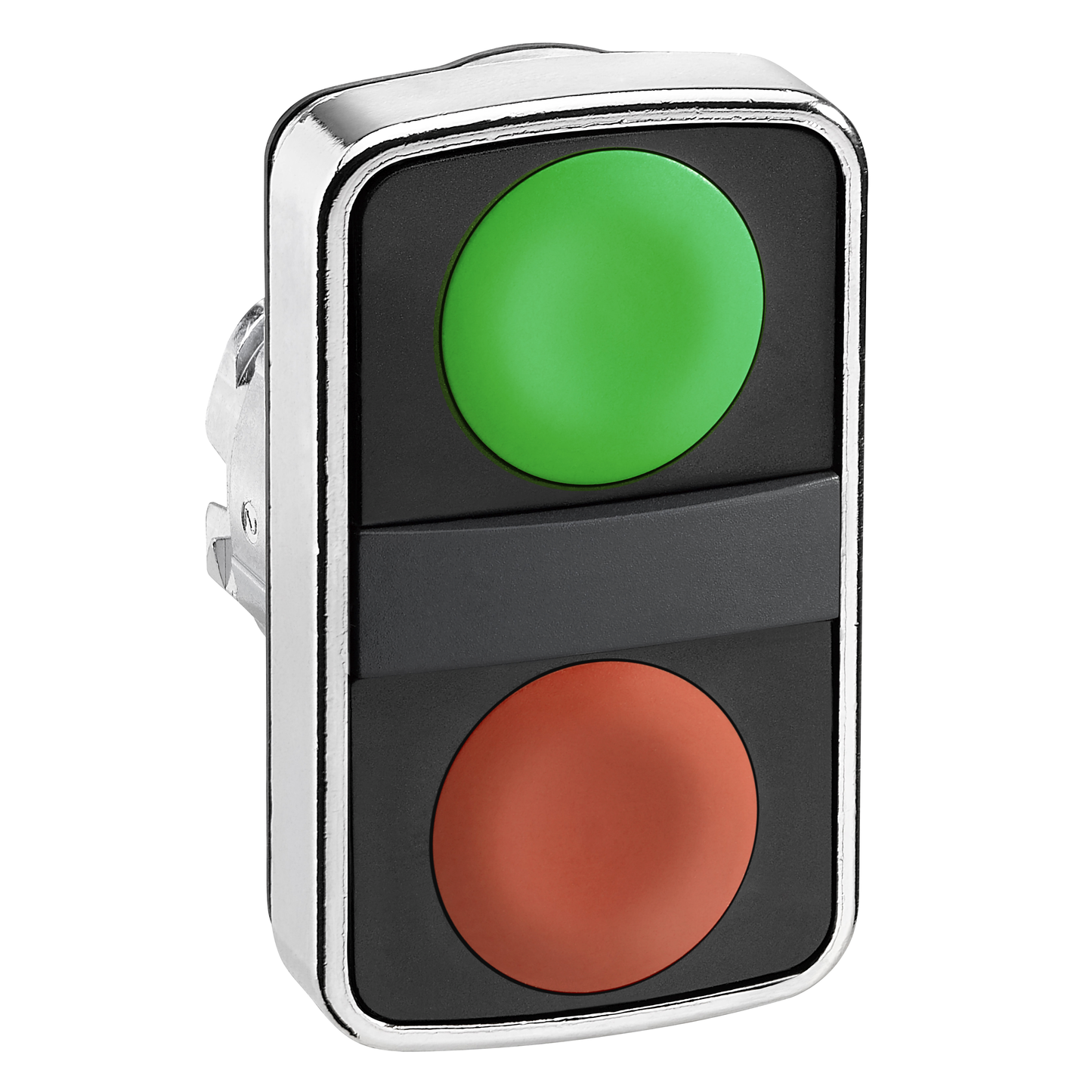 Schneider Electric-ZB4BA7340-Harmony tête bt-pous double touche Ø22 vert + rouge non marqué IP66, IP69 K