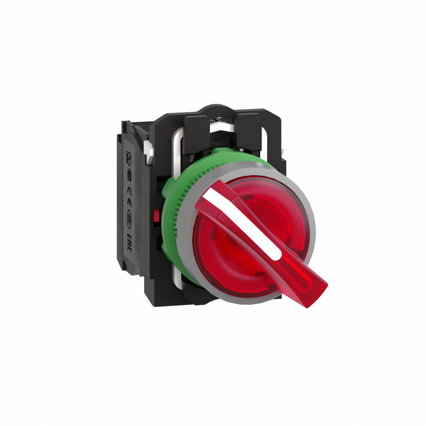 Schneider Electric-XB5AK124B5C0-Harmony XB5 - bouton tourn lum - Ø22 - col grise - 2 posit - rouge - 1O+1F - 24V