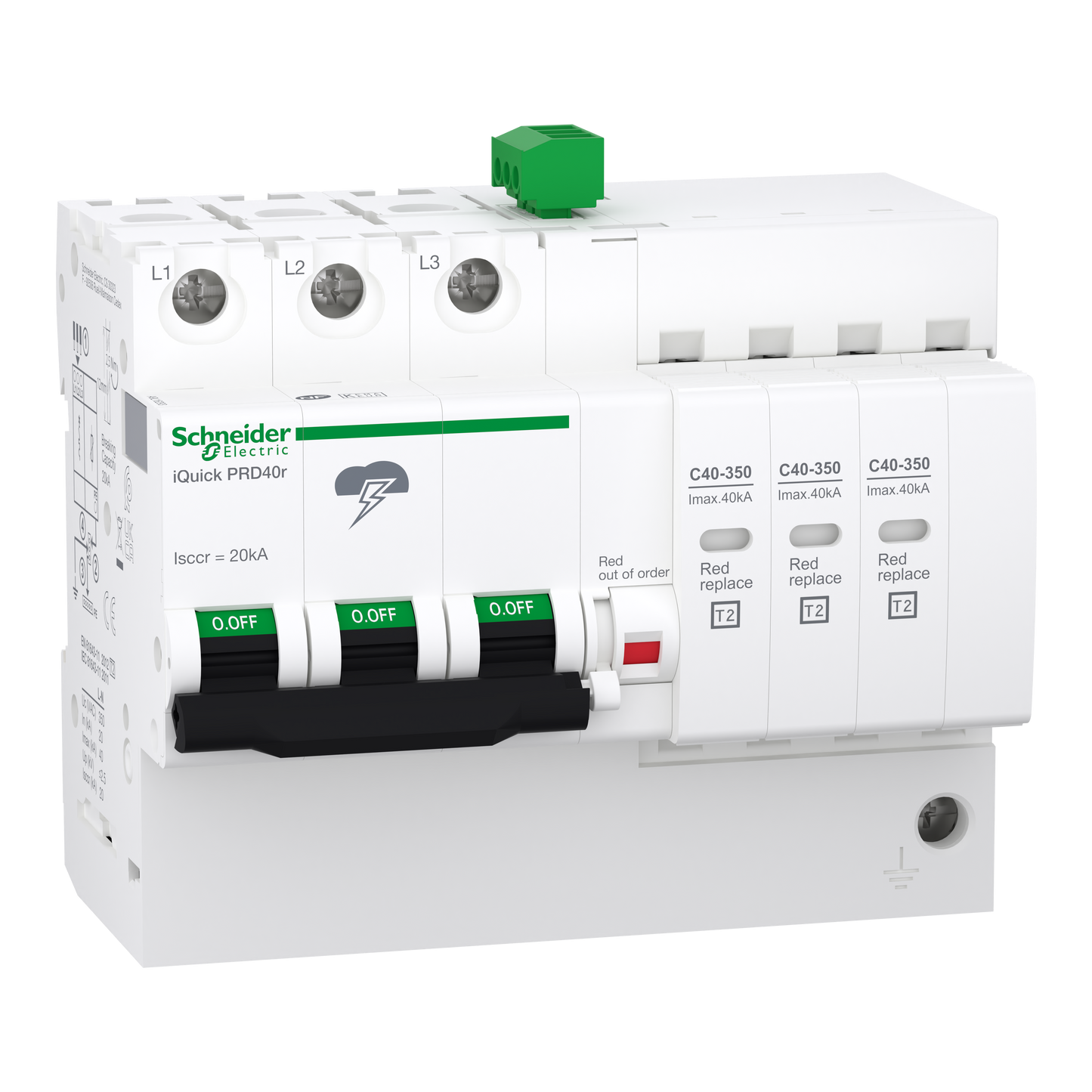 Schneider Electric-A9L16293-Acti9 - Parafoudre iQuick PRD40r - 3P avec report de signalisation
