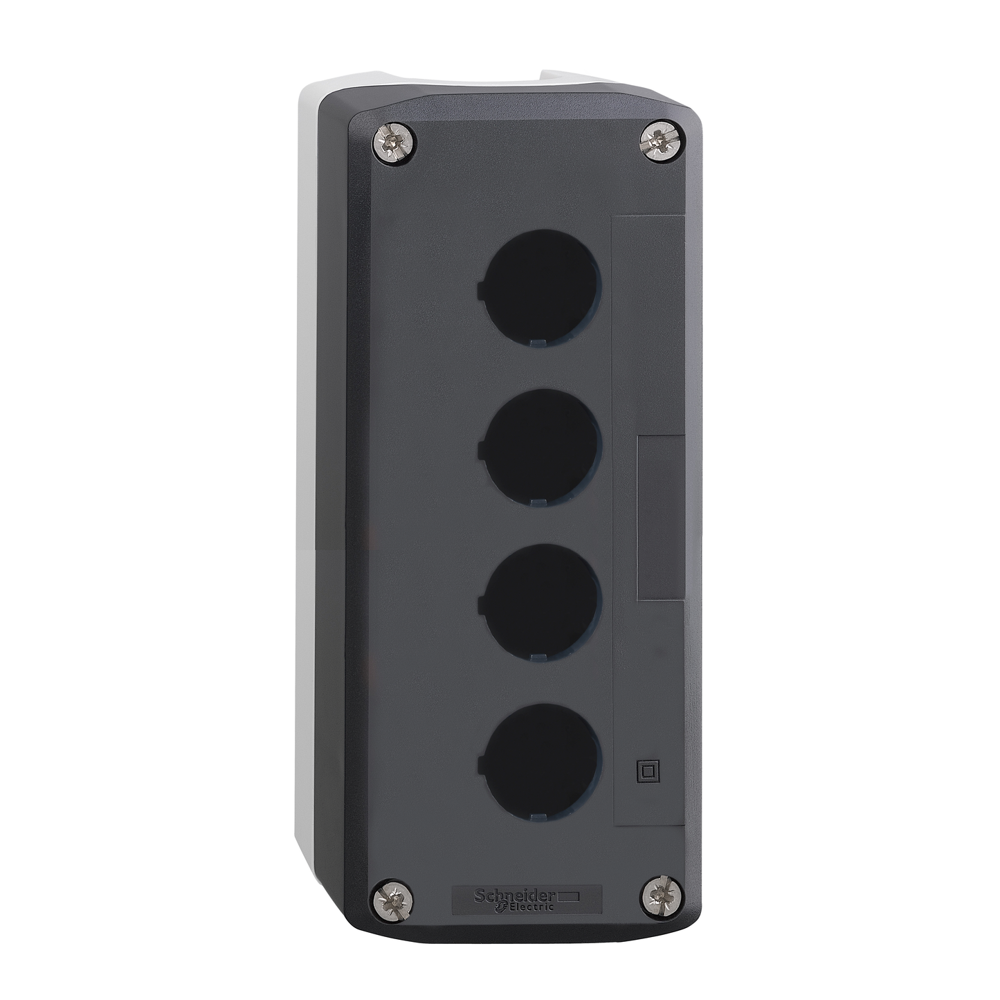 Schneider Electric-XALD04-Harmony XAL - boite 4 trous Ø22 - couvercle gris foncé - fond gris clair