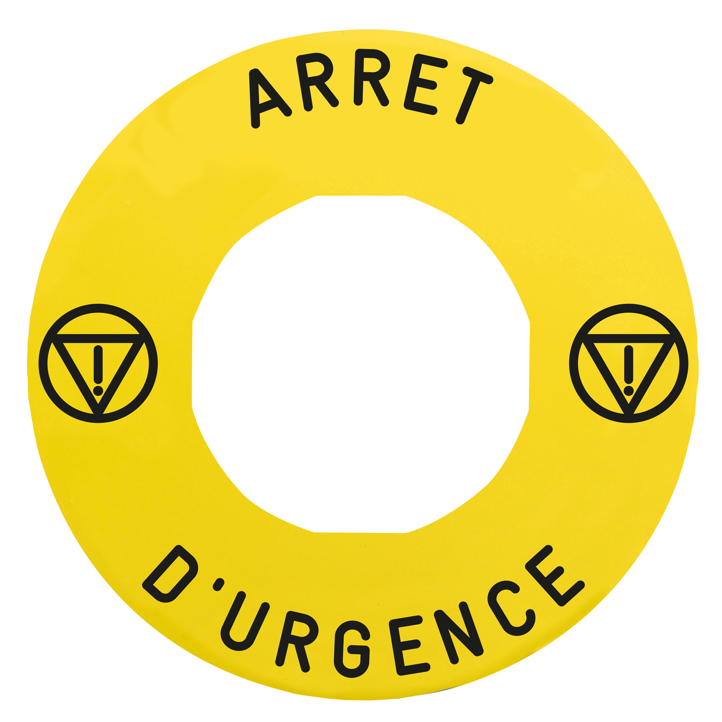 Schneider Electric-ZBY9130T-Harmony étiquette circulaire Ø60mm jaune logo EN13850 ARRET D URGENCE pr ZBZ3605