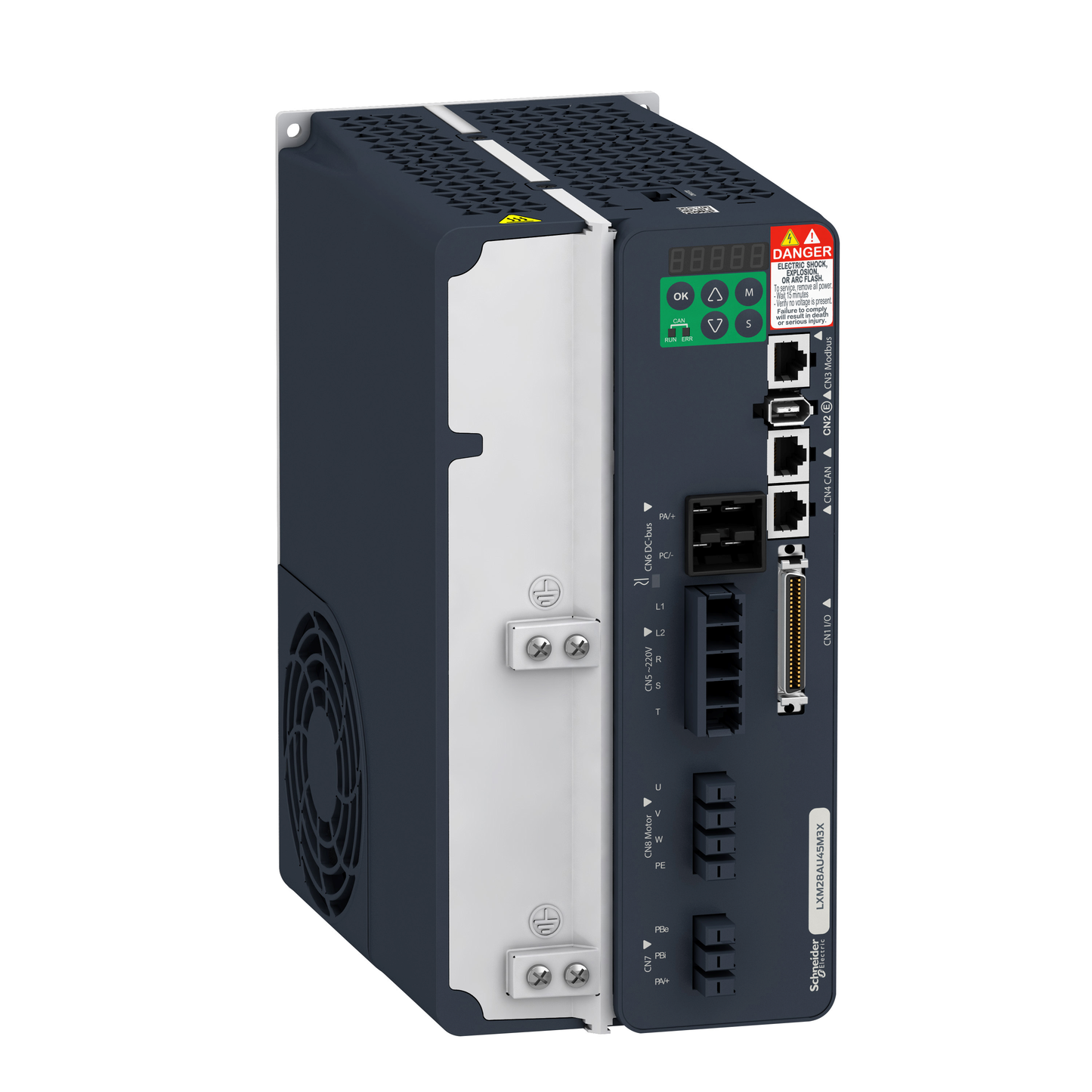 Schneider Electric-LXM28AU45M3X-Lexium-Variateur lxm28A Canopen 10E/5S-STO SIL2-Alimentation 1/3ph 230Vac 4,5kw