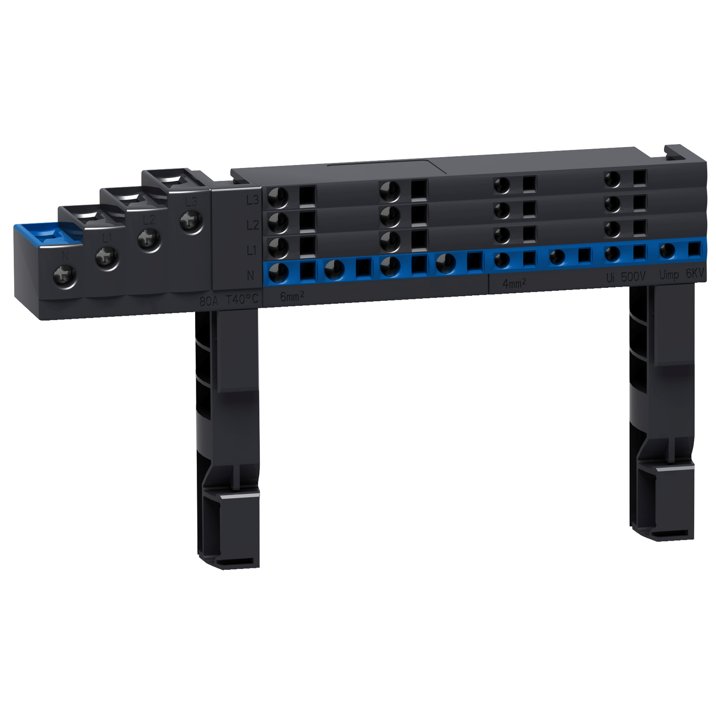 Schneider Electric-LVS04008-Linergy FM - Répartiteur 1/2 rangée à connexion rapide - 4P 63A - (Multiclip)