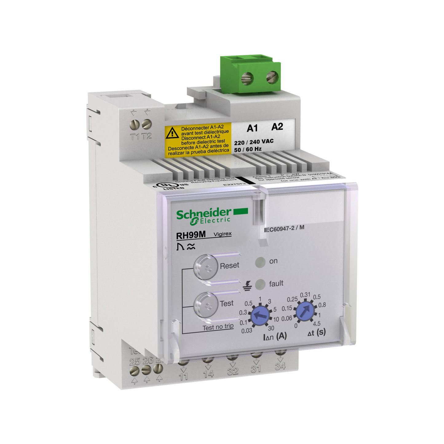 Schneider Electric-56193-Vigirex RH99M 220-240VAC sensibilité 0,03-30A réarmement automatique