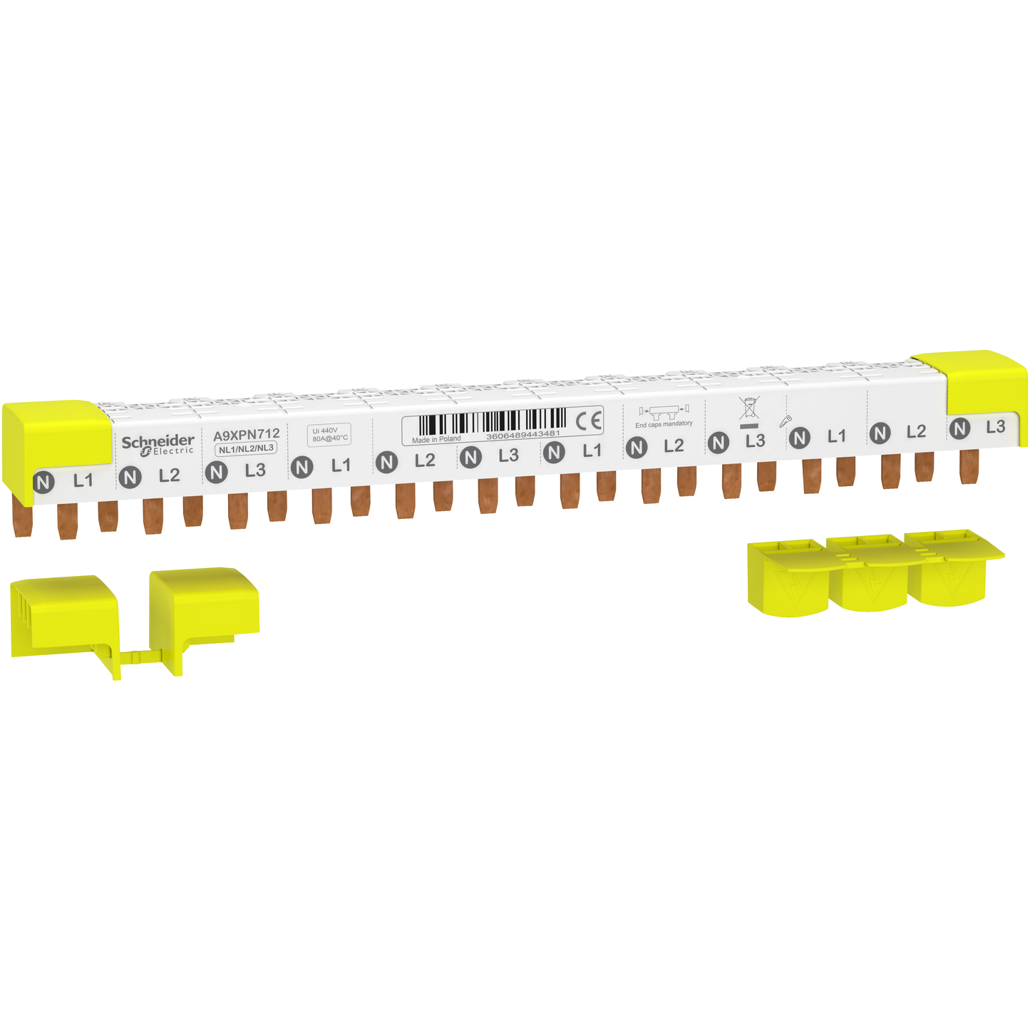 Schneider Electric-A9XPN712-Acti9 iDT40 - Peigne horizontal - 3P+N - 12 modules de 18mm - 80A