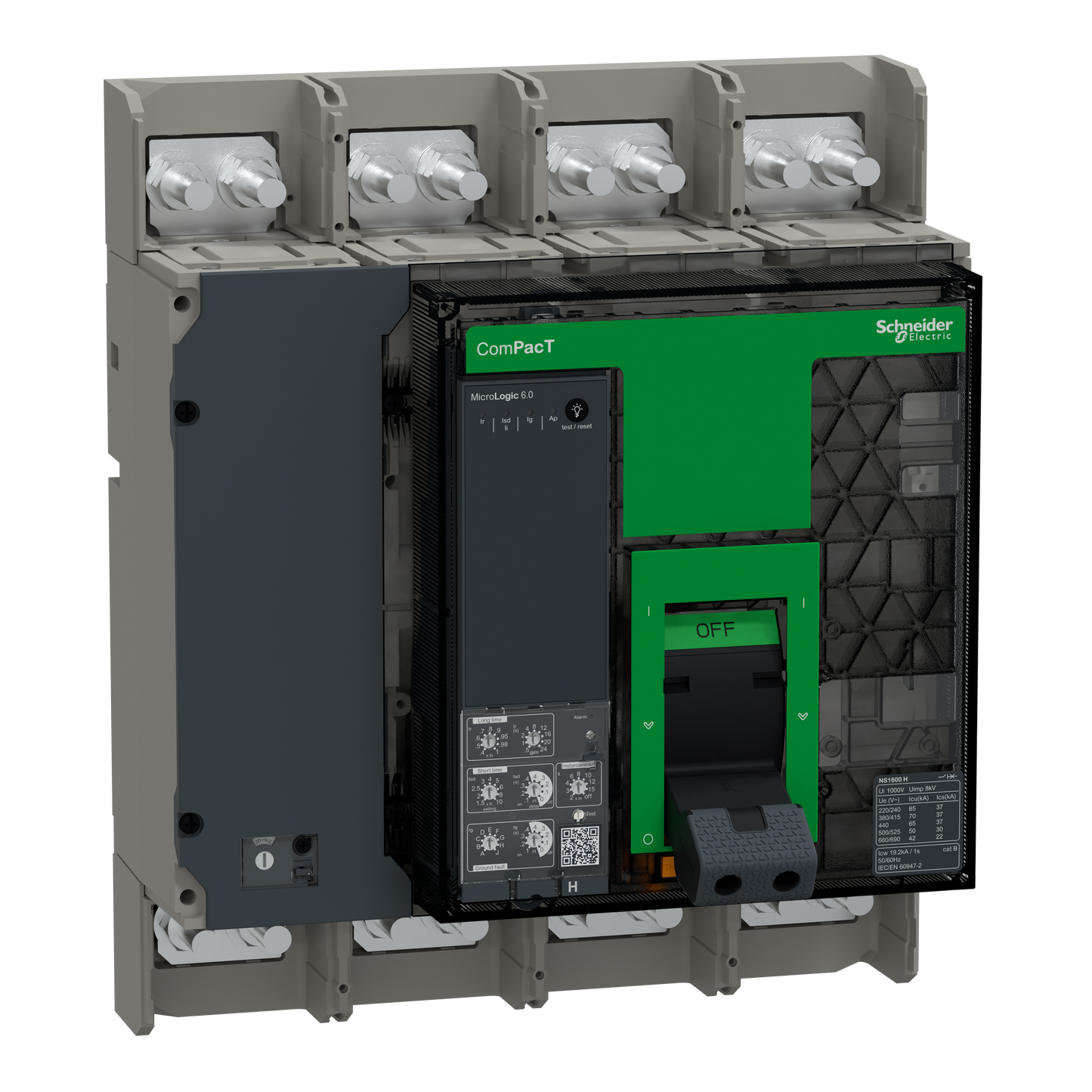 Schneider Electric-C160H460FM-ComPacT NS1600H - disjoncteur - MicroLogic 6.0 1600A - 4P - 70kA - fixe - manuel