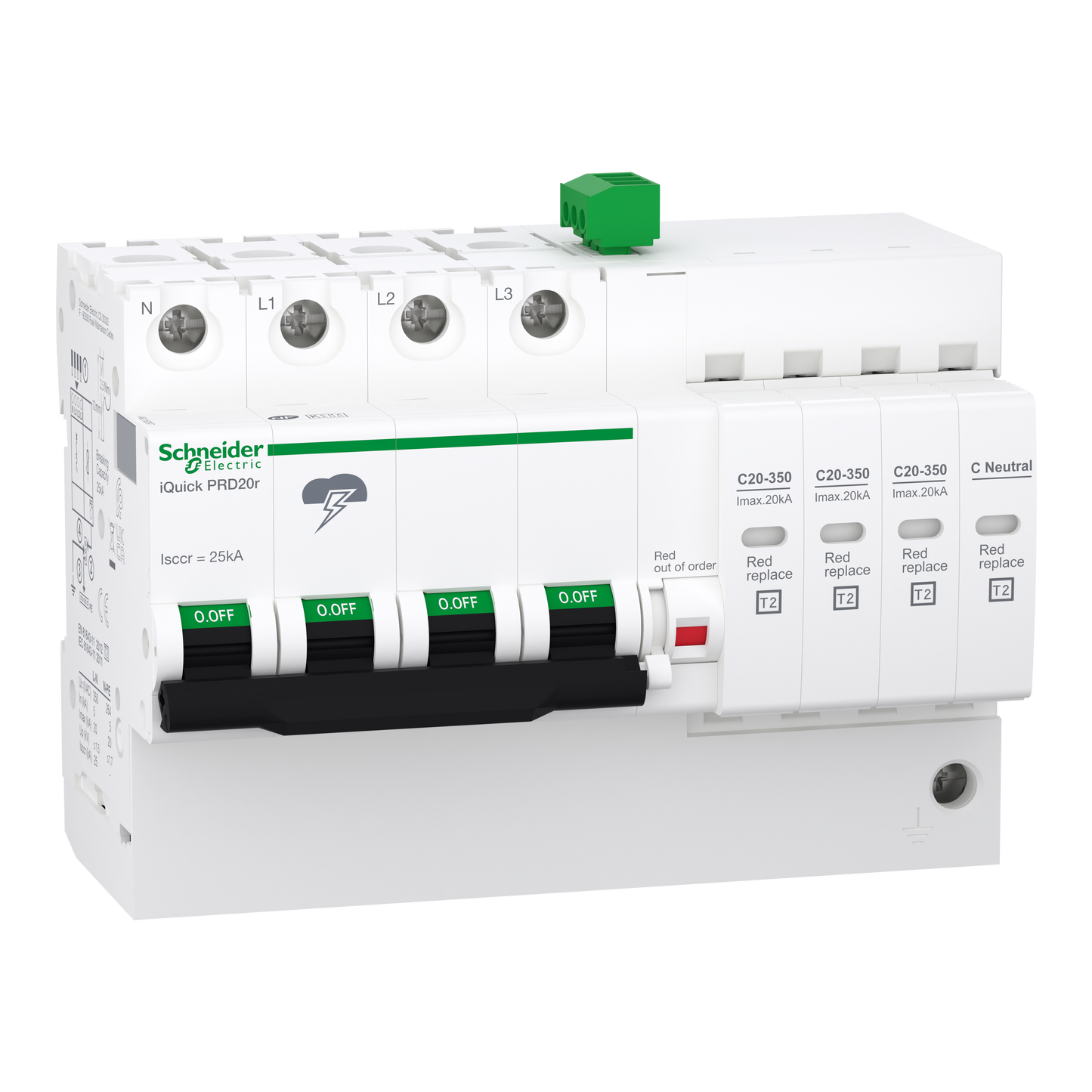 Schneider Electric-A9L16297-Acti9 - Parafoudre iQuick PRD20r - 3P+N avec report de signalisation