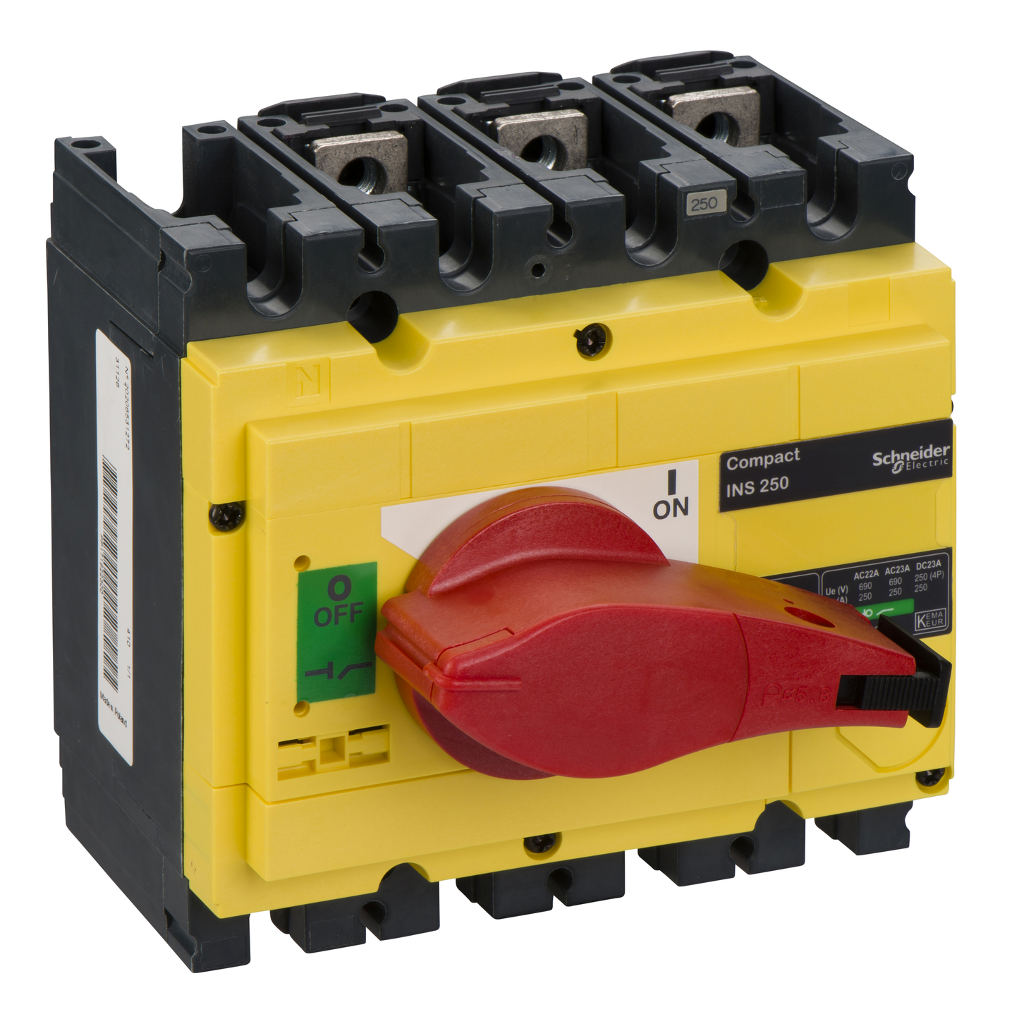 Schneider Electric-31126-ComPacT INS - Interrupteur sectionneur - INS250 3P 250A - poignée rouge
