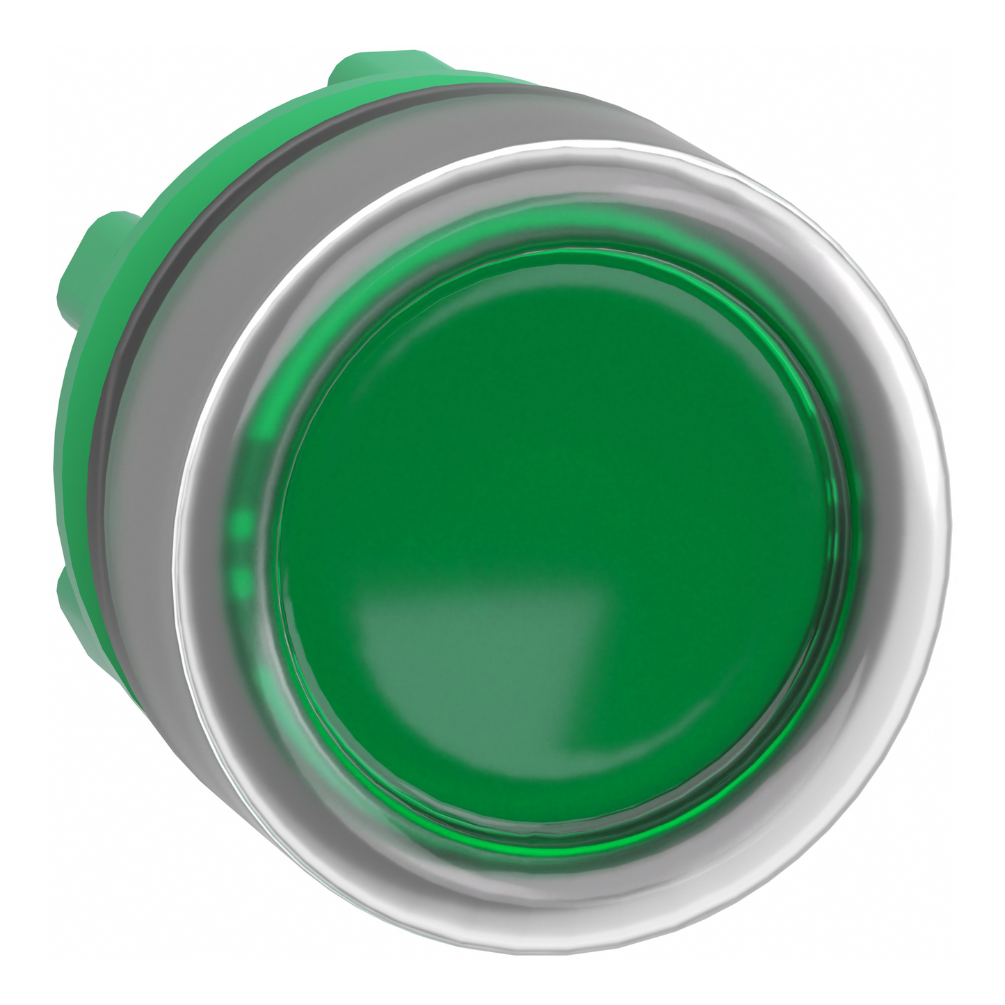 Schneider Electric-ZB5AW533C0-Harmony XB5 - tête bouton poussoir lumin - Ø22 - col grise - capuchonné - vert