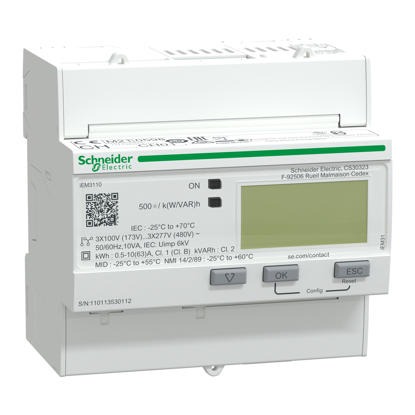 Schneider Electric-A9MEM3110-Acti9 iEM - compteur d'énergie tri - 63A - impulsions - MID