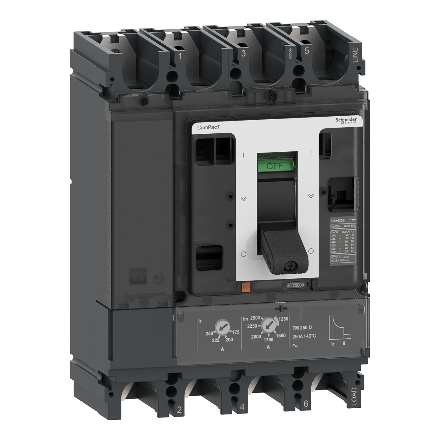 Schneider Electric-C40F4TM400D1-ComPacT NSX400 DC PV - Disjoncteur CC - TM-DC PV - 400A - 4P4D - 10kA - fixe