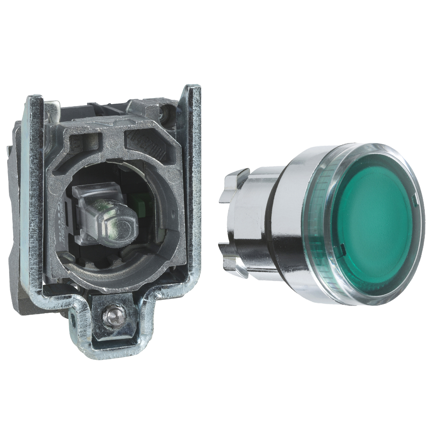 Schneider Electric-XB4BW33B1-Harmony - Bouton poussoir lumineux impulsion vert 24v, contact f zbe101