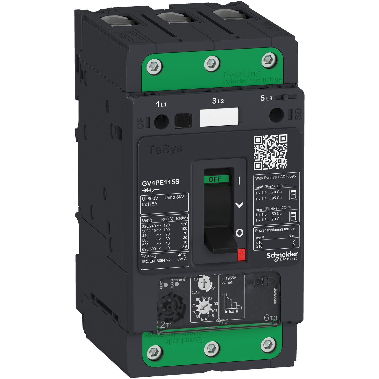 Schneider Electric-GV4PE07N-TeSys GV - disjoncteur magnéto-thermique - In 7A - 50kA - Everlink