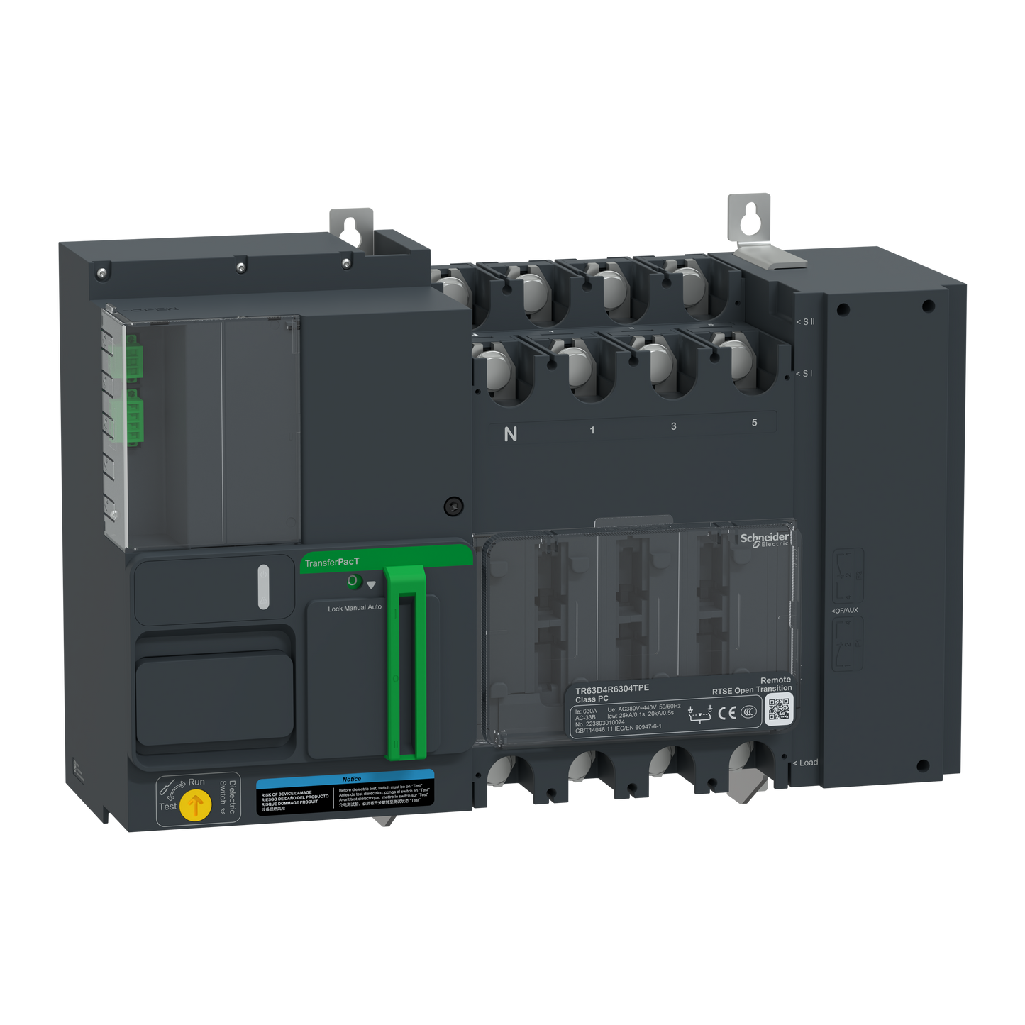 Schneider Electric-TR63D4R5004TPE-TransferPacT TR630 - inverseur de sources - télécommandé - 500A - 4P - 400Vca