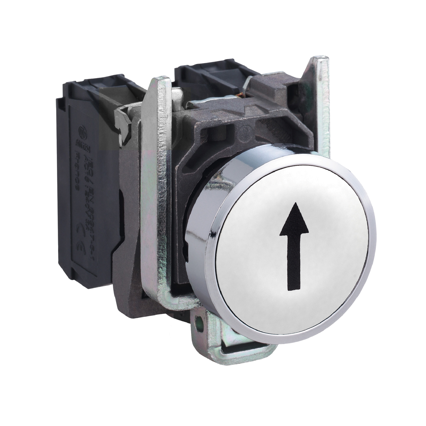 Schneider Electric-XB4BA3341-Harmony XB4 - bouton poussoir impulsion - Ø22 - marqué - blanc - 1F - vis étrier