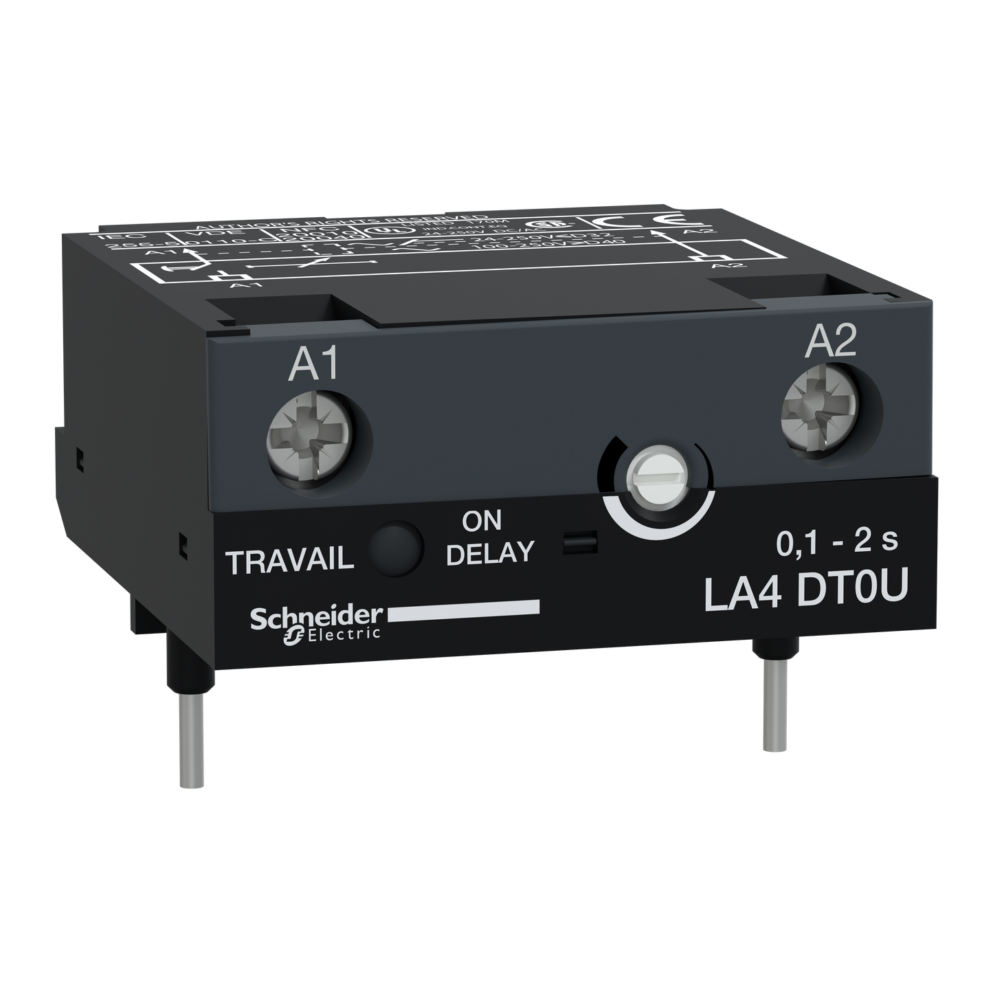 Schneider Electric-LA4DT0U-TeSys CA - module temporisateur électro. - type travail 0.1..2s - 24..250Vcc/ca
