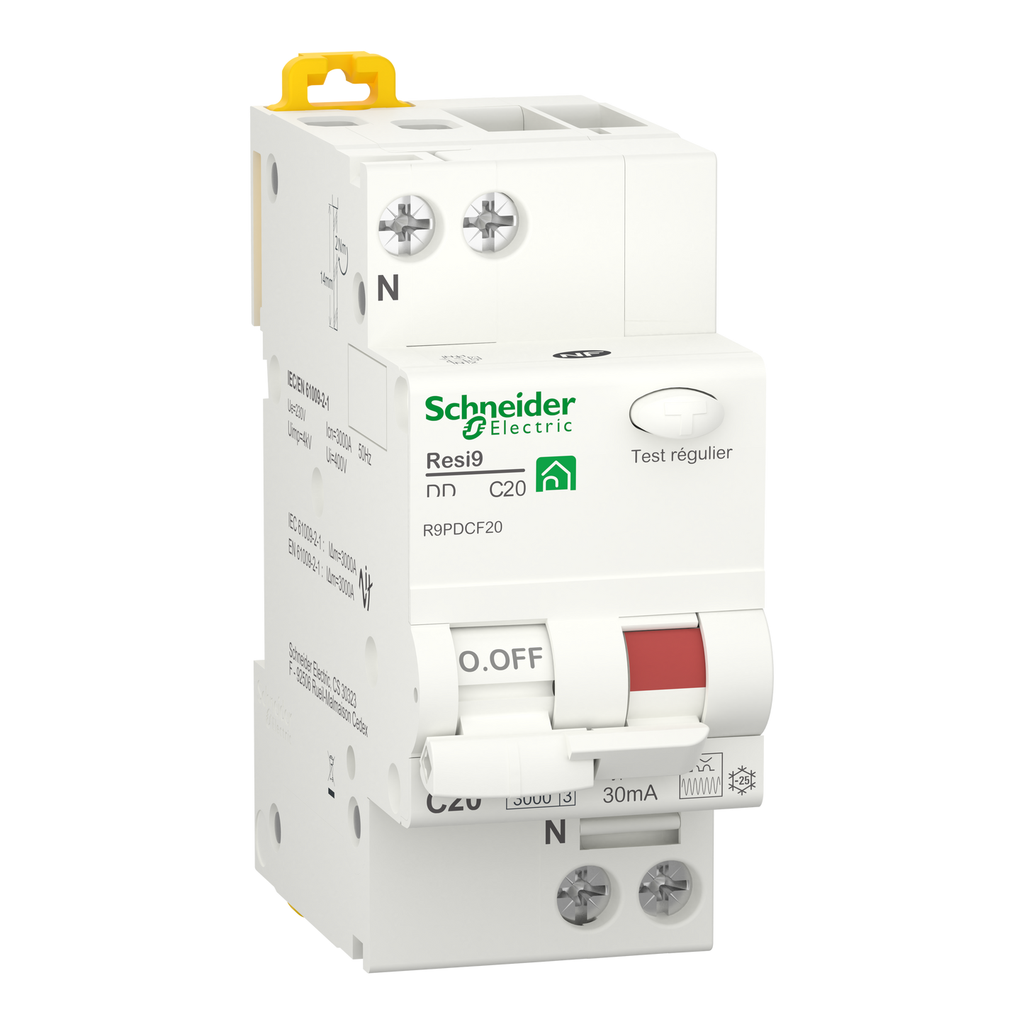 Schneider Electric-R9PDCF20-Resi9 - disjoncteur différentiel - 1P+N - 20A - 30mA - courbe C - type Fsi