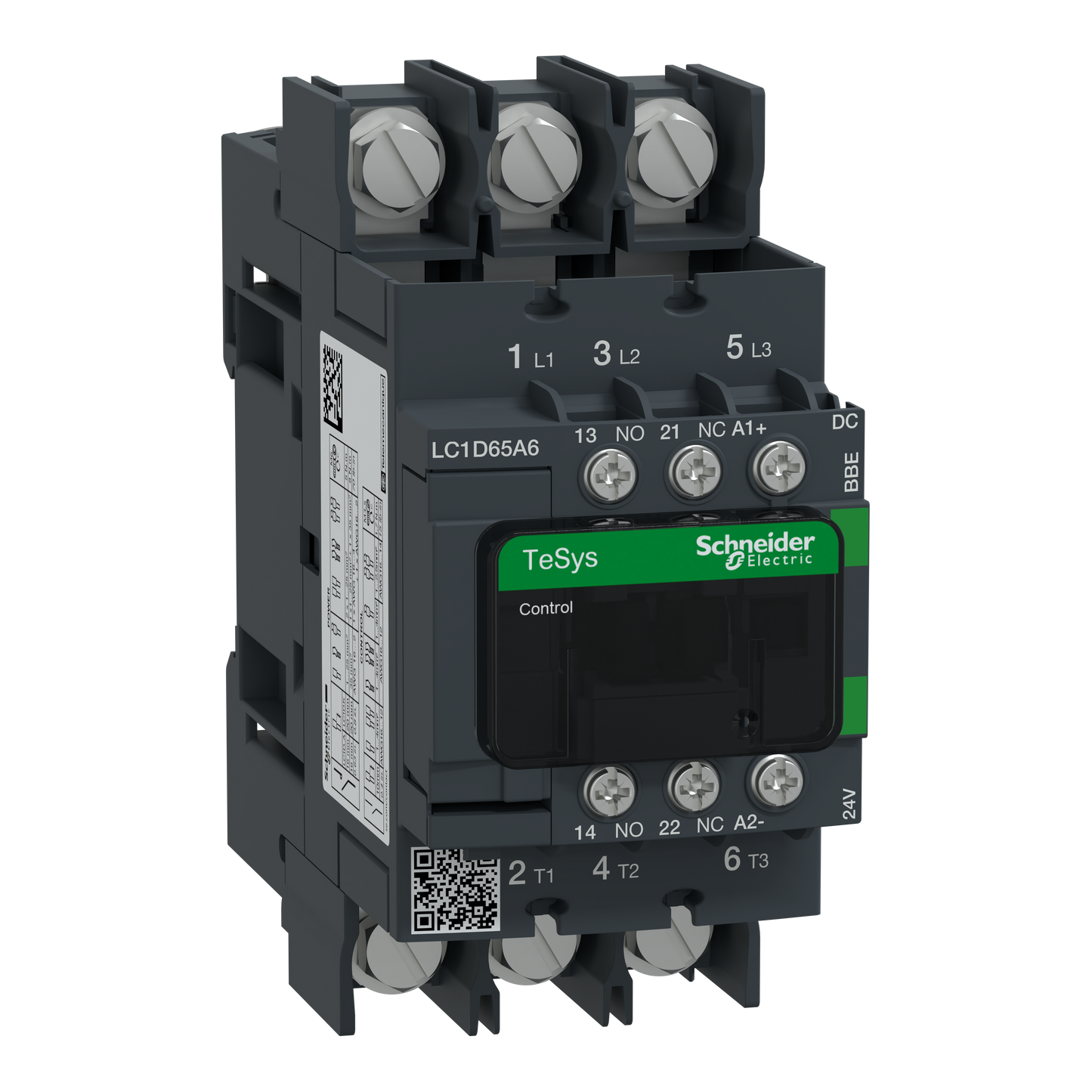 Schneider Electric-LC1D65A6BBE-TeSys D Green - contacteur 3P (3NO) 65A - 24VCC - basse conso - cosses