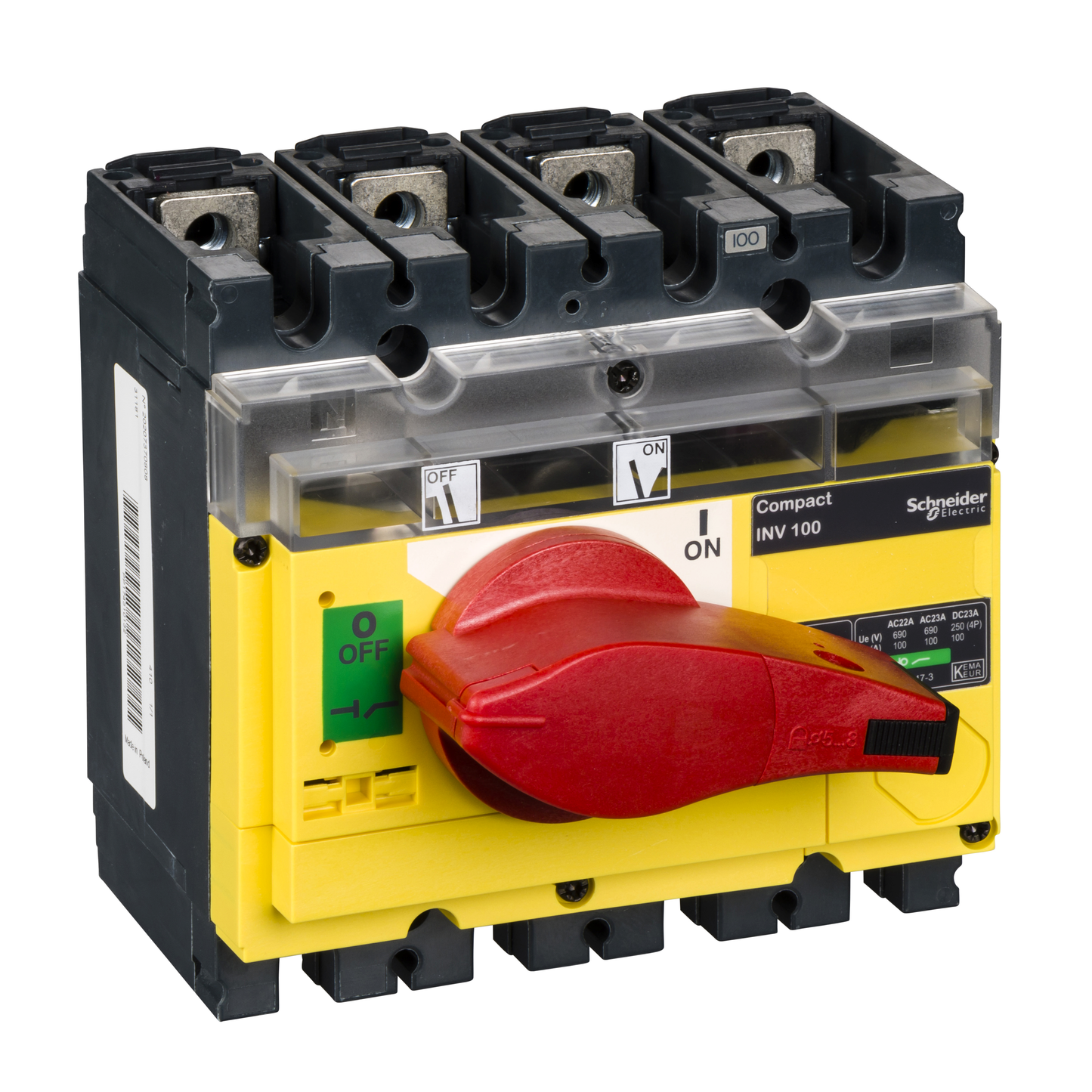 Schneider Electric-31181-interrupteur sectionneur à coupure visible - poignée rouge - INV100 4P 100A