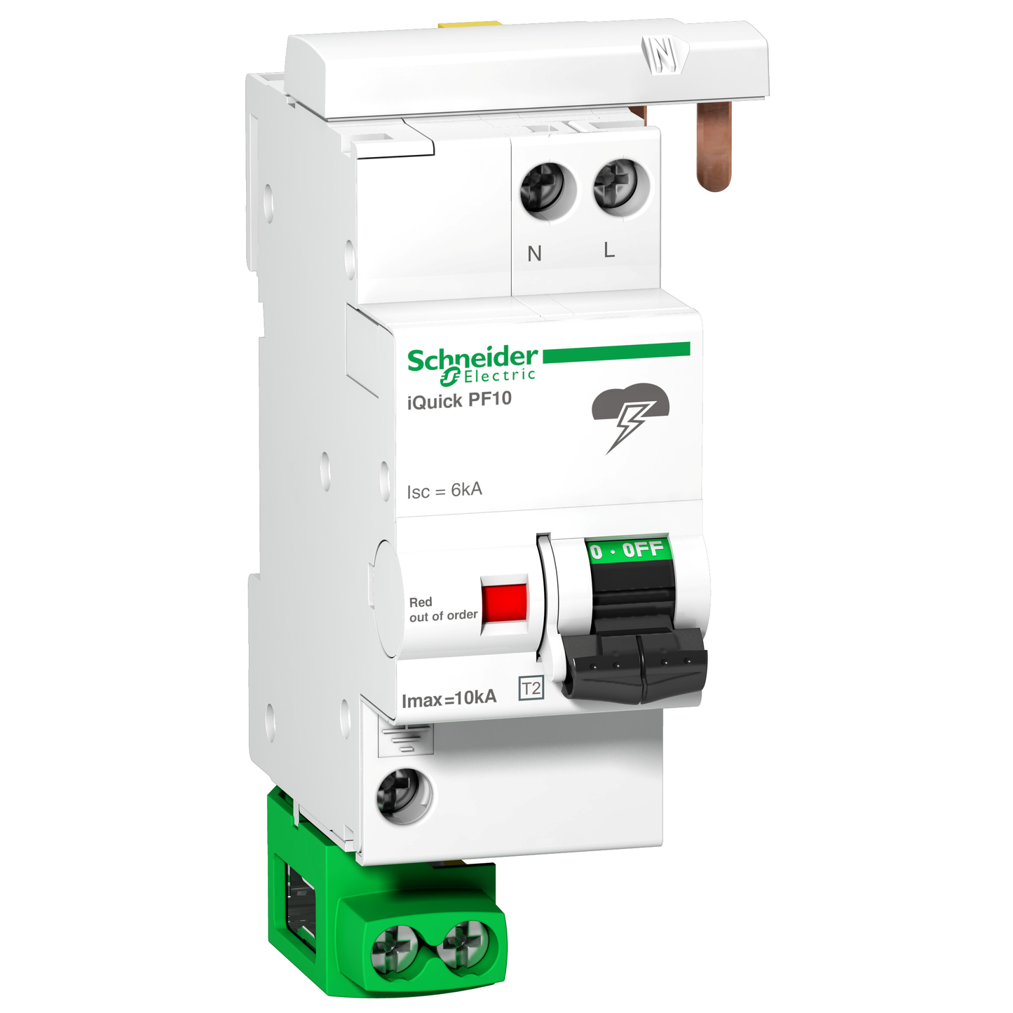 Schneider Electric-A9L16617-Acti9 - iQuick PF10 - Parafoudre - 1P+N - 230V - 10kA - avec câble de terre