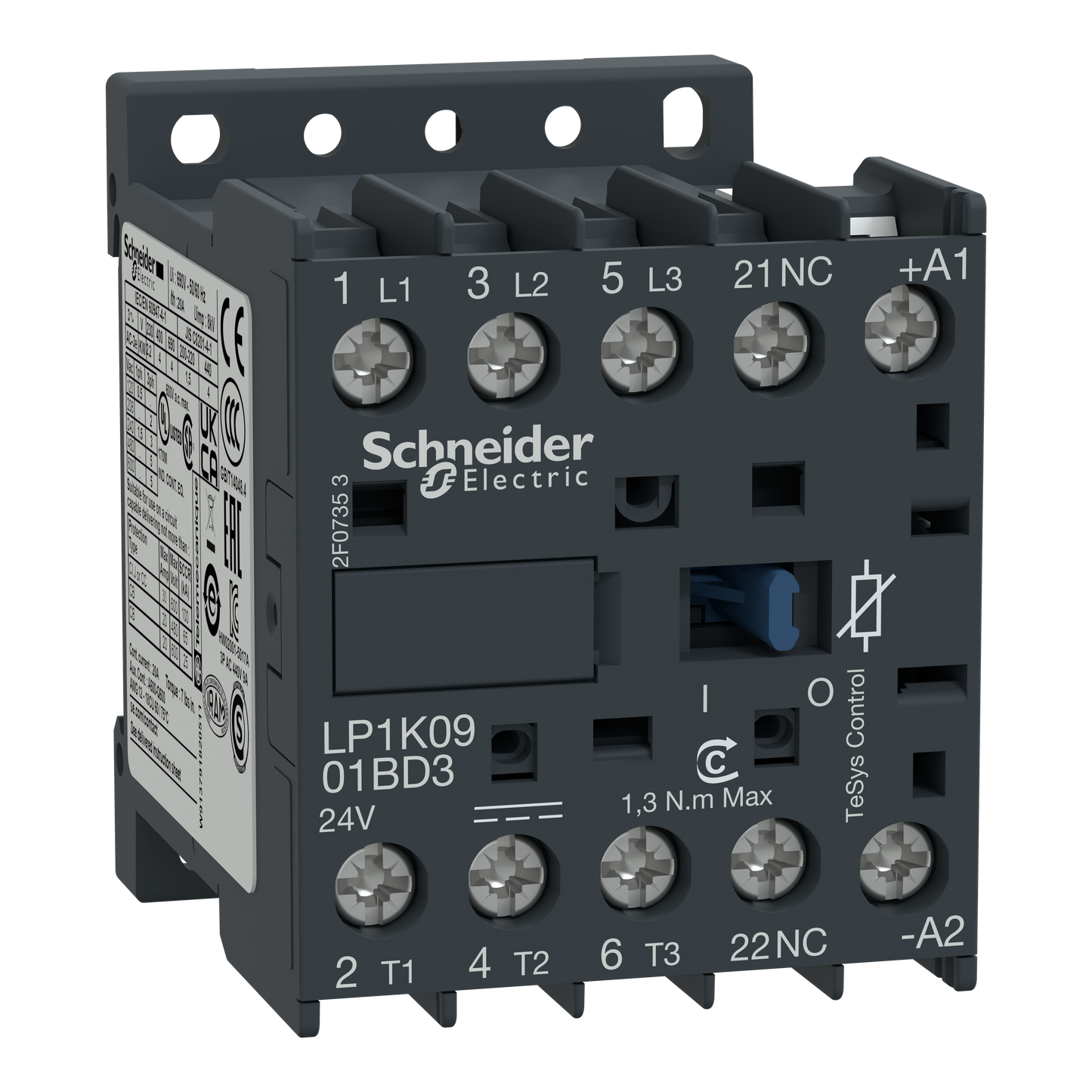 Schneider Electric-LP1K1201BD3-TeSys LP1K - contacteur - 3P - AC-3 440V - 12A - bobine 24Vcc