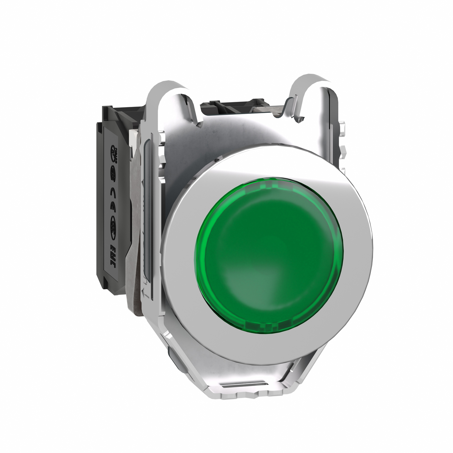 Schneider Electric-XB4FW33B5-Harmony XB4 - BP lumineux DEL - flush - vert - 1O+1F - 24V - vis étrier