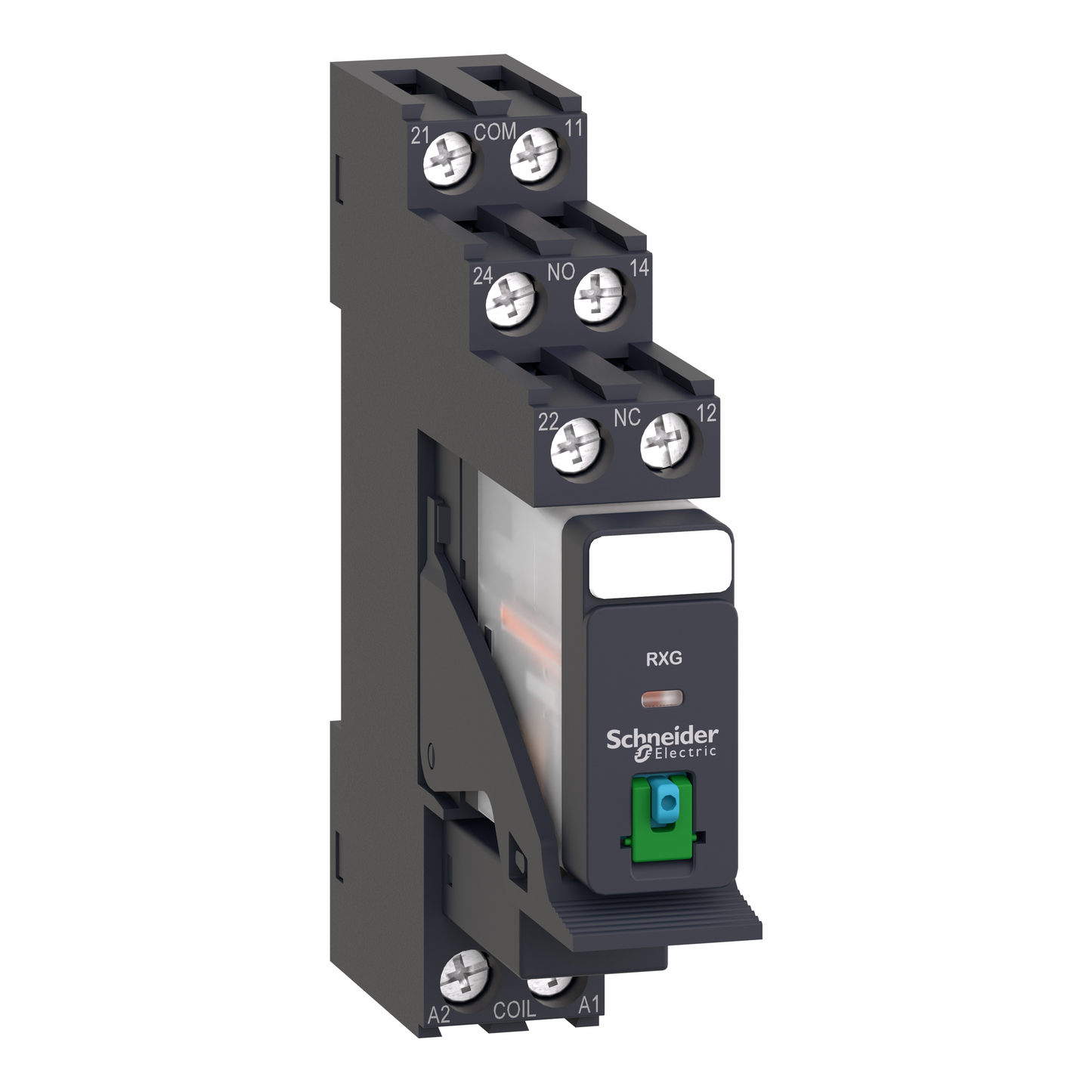 Schneider Electric-RXG21BDPV-Harmony Relay RXG - relais embrochable monté sur embase - test - 2OF 5A - 24VDC