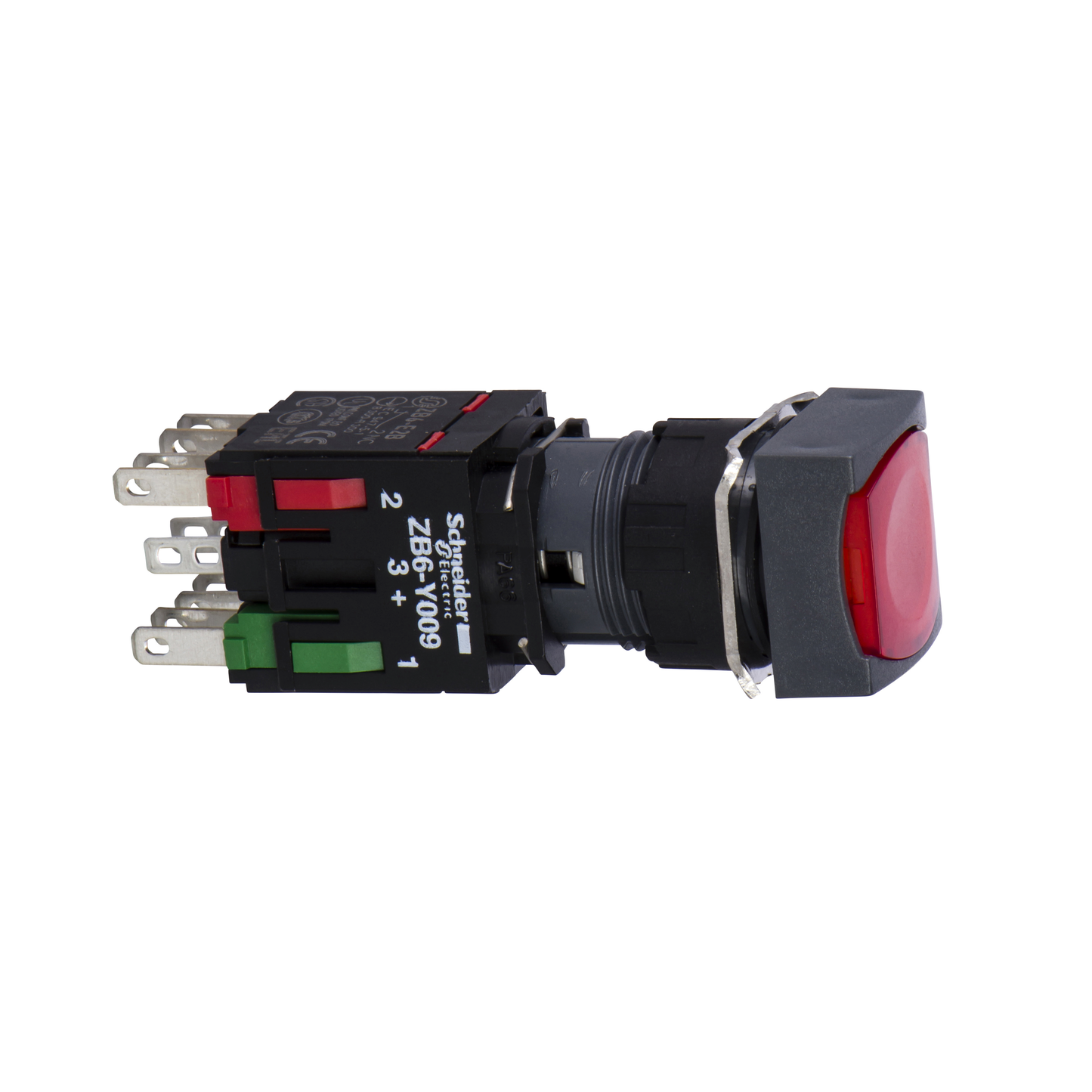 Schneider Electric-XB6CW4B5B-Harmony XB6 - bouton-pous. lum. - Ø16mm - à imp. affleurant - 24V - 1O+1F -rouge