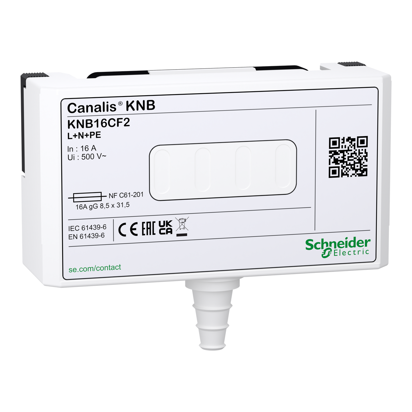 Schneider Electric-KNB16CF2-Canalis KNA & KNT - connecteur de dériv. fusib. - 16A - 8,5x31,5 - 1L+N+PE - NF