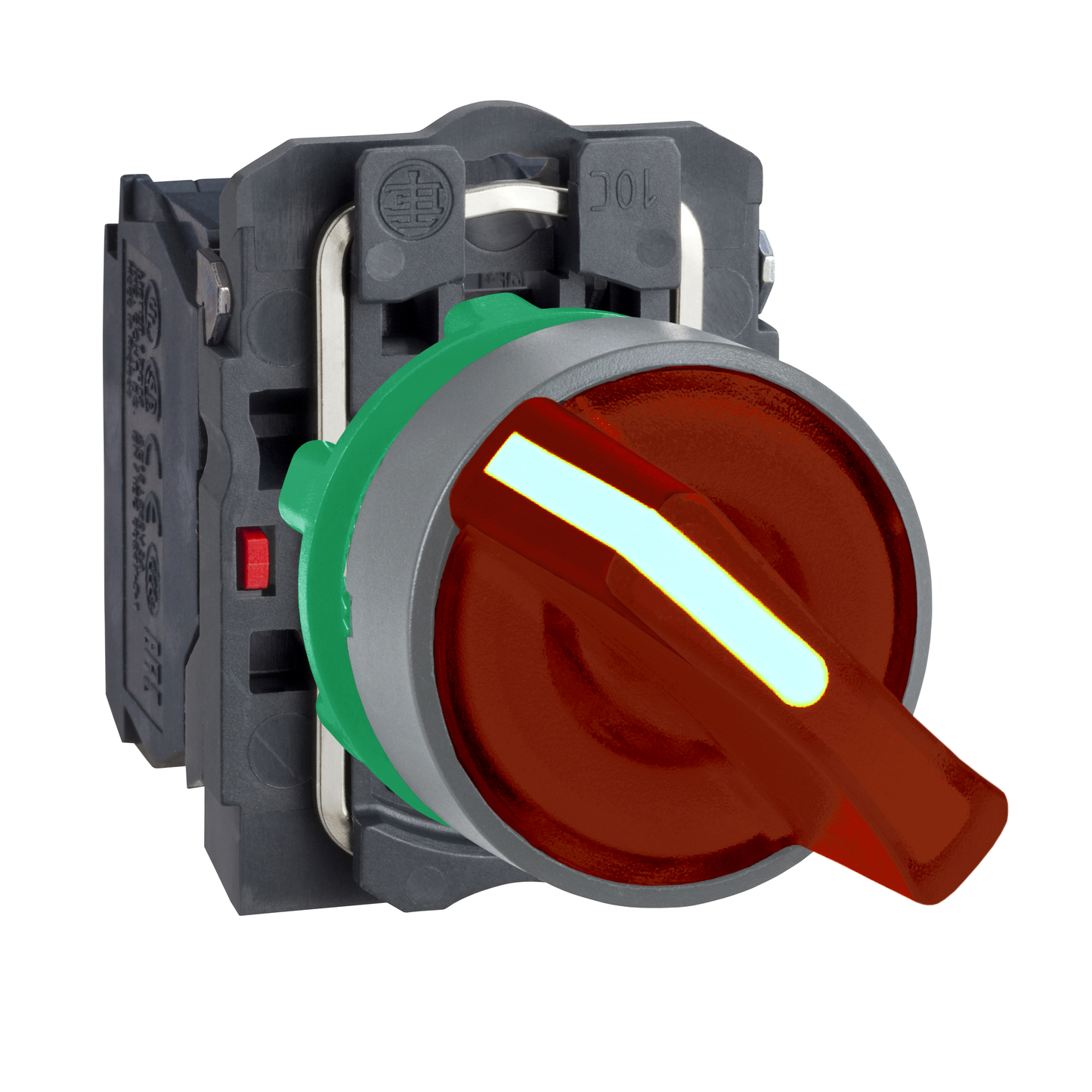 Schneider Electric-XB5AK124G5C0-Harmony XB5 - bouton tourn lum - Ø22 - col grise - 2 pos - rouge - 1O+1F - 120V