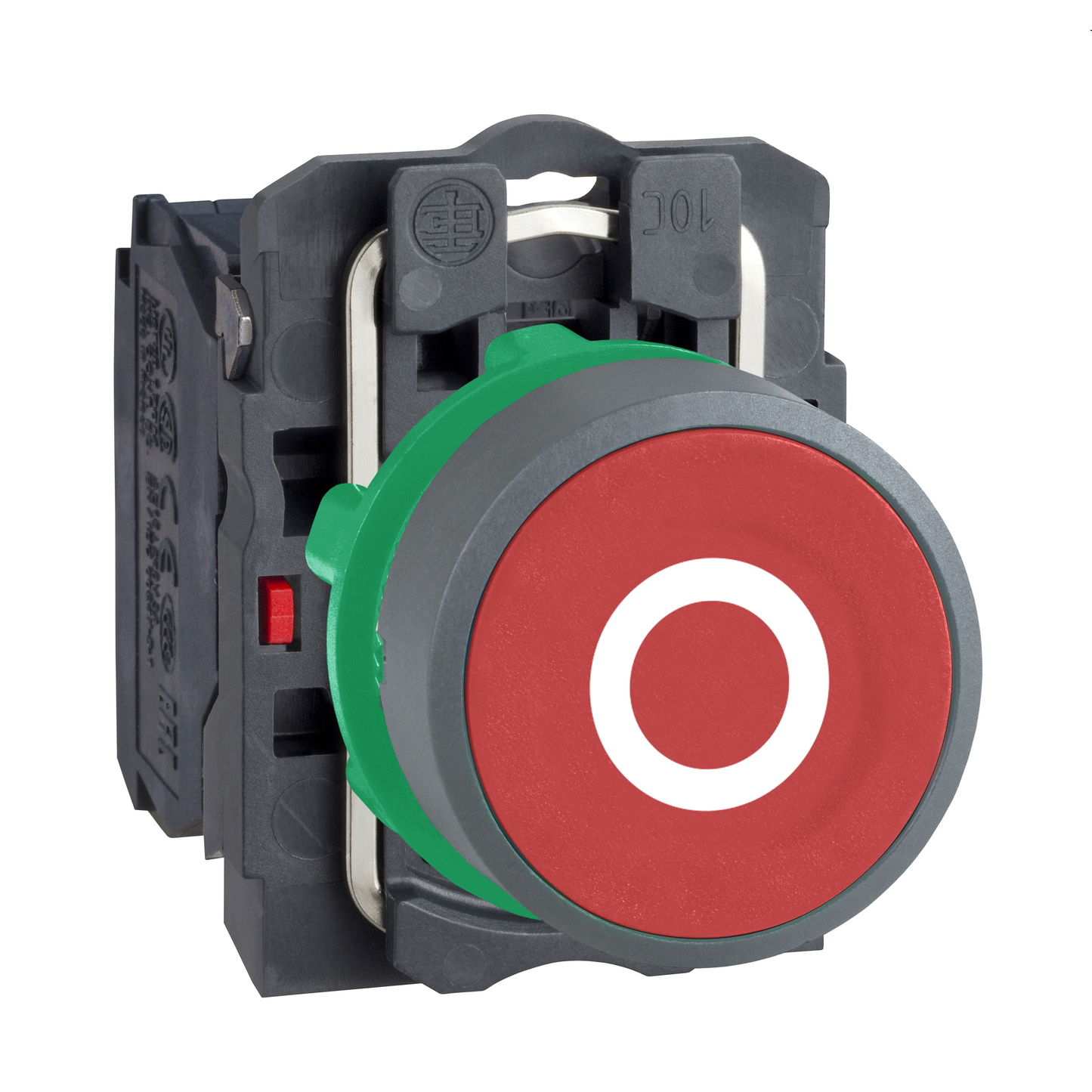Schneider Electric-XB5AA4322C0-Harmony XB5 - bouton poussoir impulsion - Ø22 - col grise - marqué - rouge - 1O