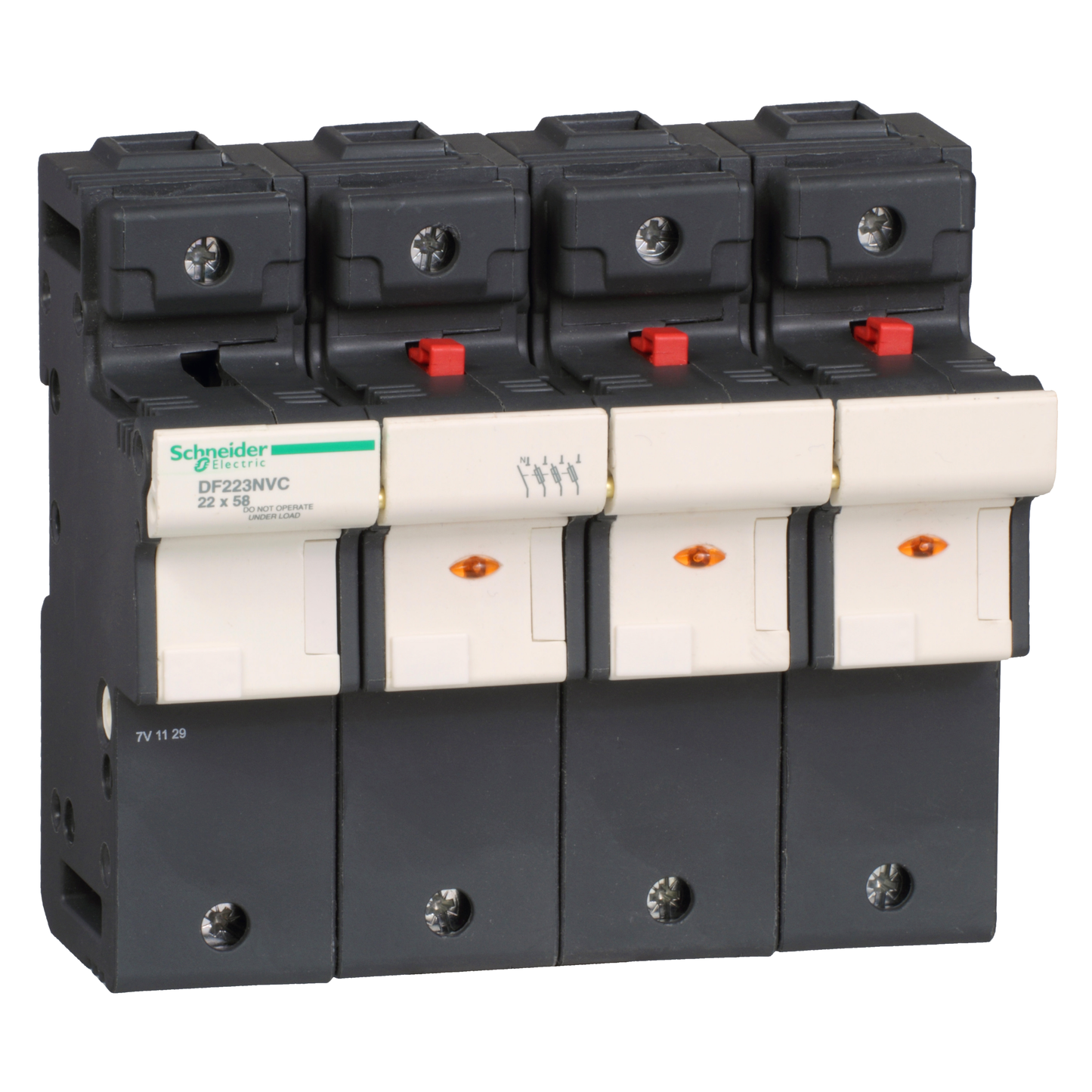 Schneider Electric-DF223NVC-PORTE-FUS 3P-N 125A POUR FUSIBLE 22 X 58 MM - VOYANT FUSION FUSIBLE