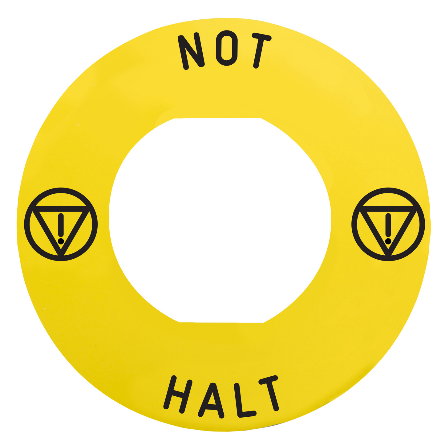 Schneider Electric-ZBY9230M-Harmony - étiquette plate - jaune - logo EN13850 - 'NOT-HALT' - Ø60 - pr ZBZ1605