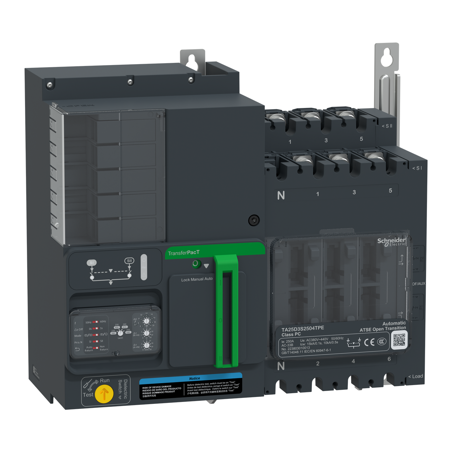 Schneider Electric-TA25D3S2004TPE-TransferPacT TA250 - inverseur de sources - commutateurs - 200A - 3P - 400Vca