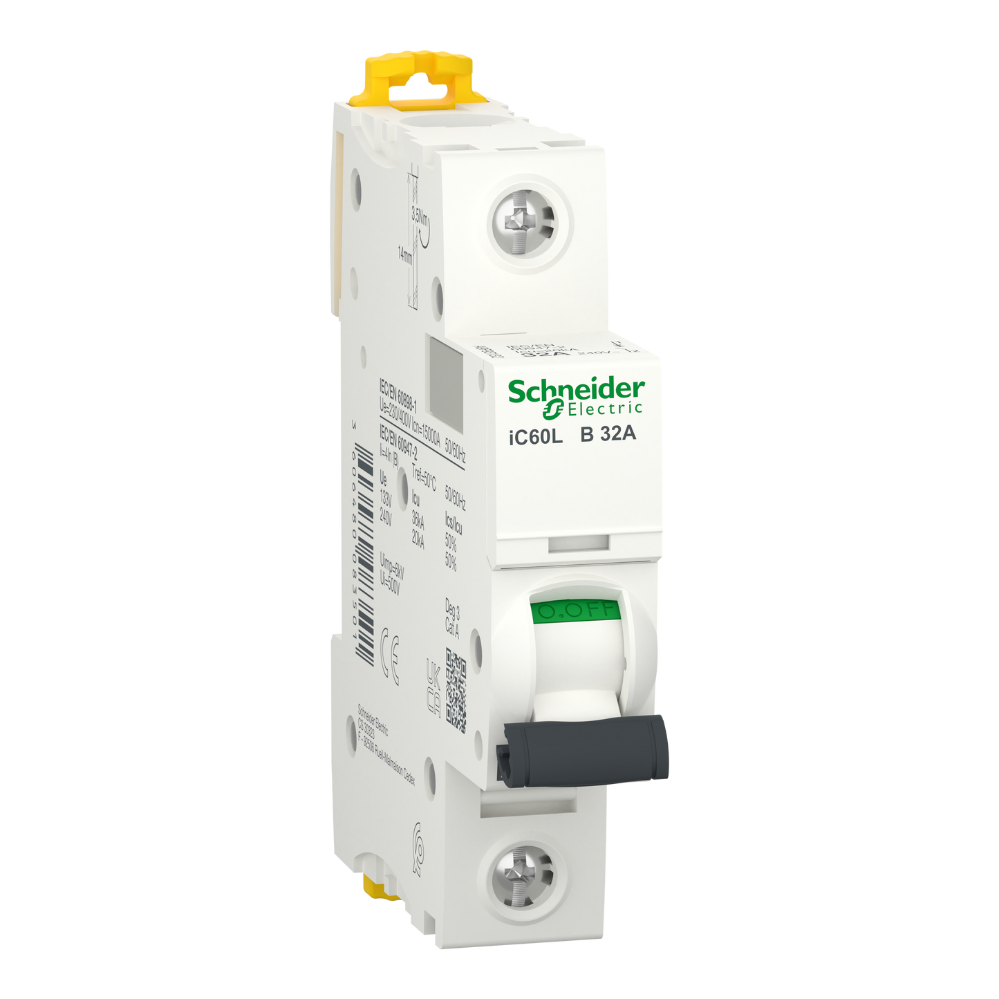 Schneider Electric-A9F93132-Acti9 iC60L - Disjoncteur - 1P - 32A - Courbe B - 230Vac - 15000A/20kA