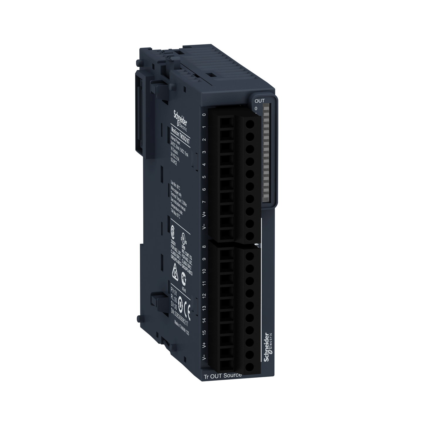 Schneider Electric-TM3DQ16T-Modicon TM3, module 16 sorties TOR, PNP 0,5A, à vis