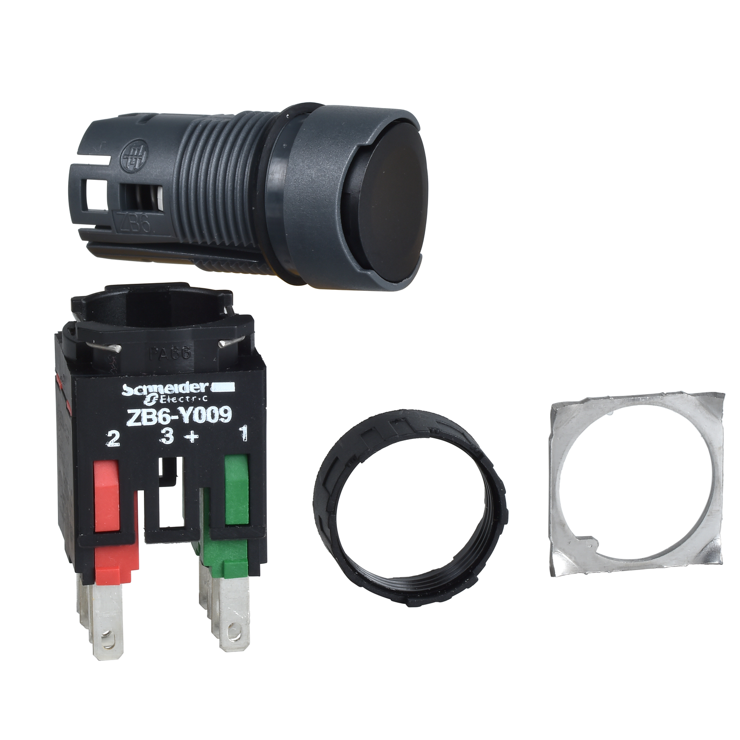 Schneider Electric-XB6AA25B-Harmony XB6 - bouton-poussoir - Ø16mm - à impulsion affleurant - 1O+1F - noir