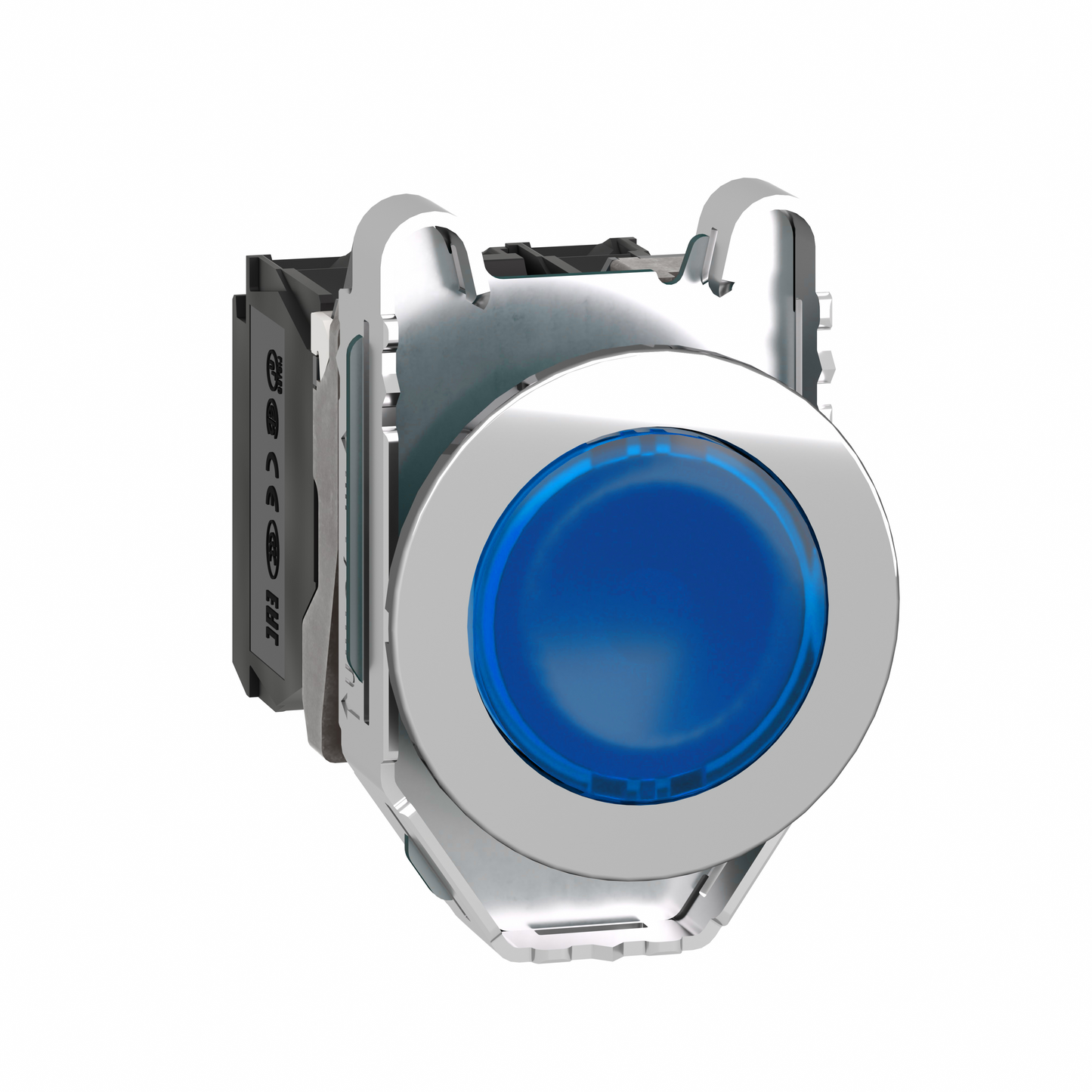 Schneider Electric-XB4FW36B5-Harmony XB4 - BP lumineux DEL - flush - bleu - 1O+1F - 24V - vis étrier